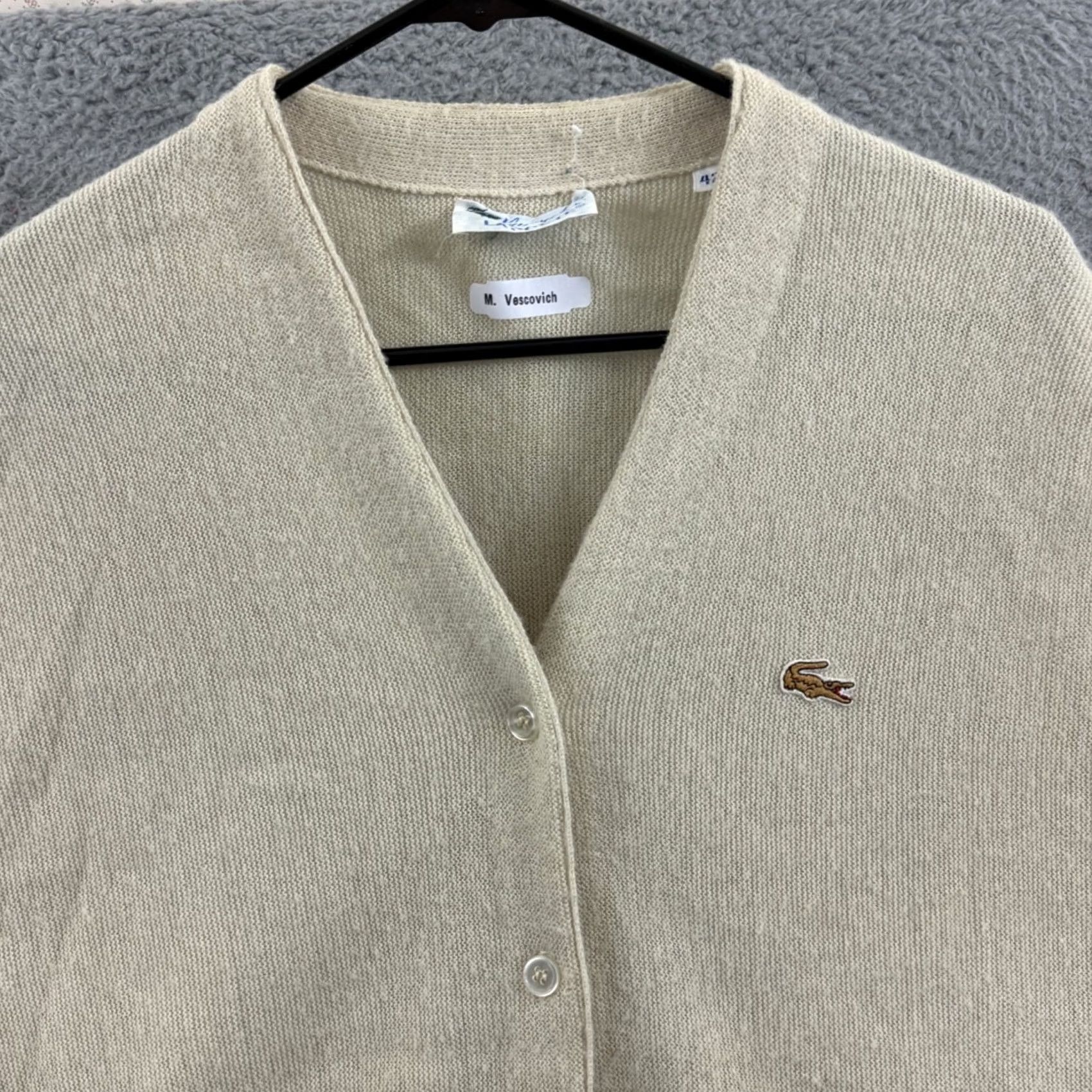 Lacoste VINTAGE Lacoste Sweater Men Large Beige 70s Long Sleeve Button Cardigan Size US L / EU 52-54 / 3 - 3 Thumbnail