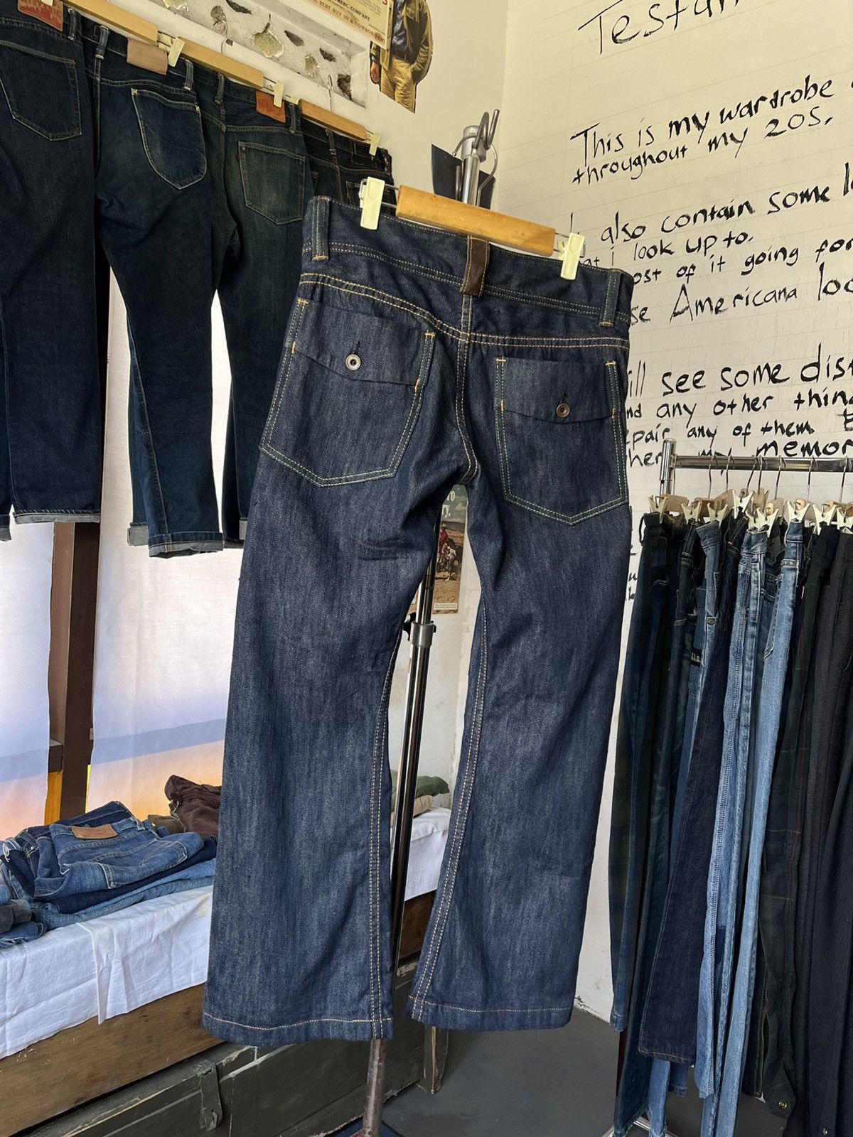 Pure Blue Japan RARE Pure Blue Japan Archive 2000s Flare Cut Selvedge Denim Size US 33 - 2 Thumbnail