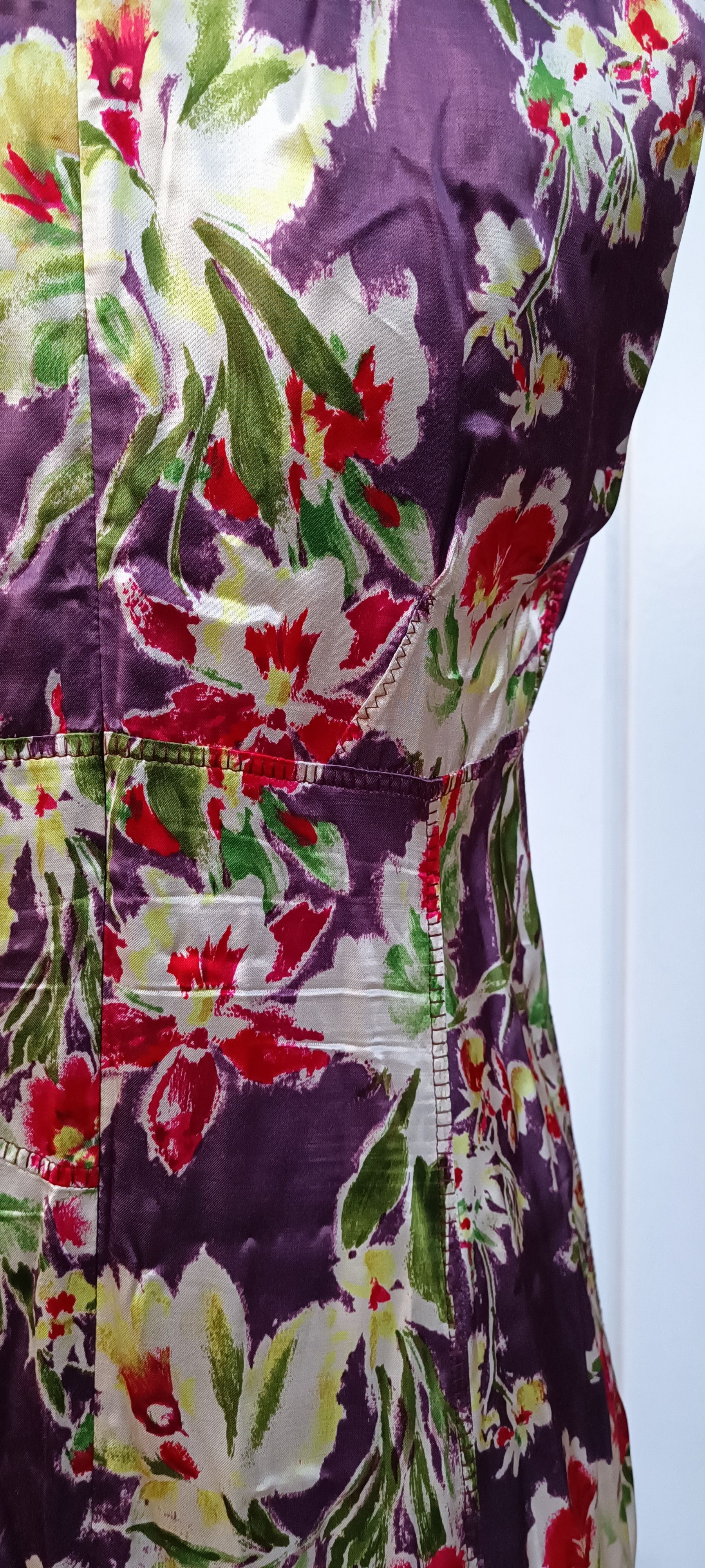 Jean Paul Gaultier 2000's- Midi dress in shiny purple satin Size M / US 6-8 / IT 42-44 - 13 Thumbnail