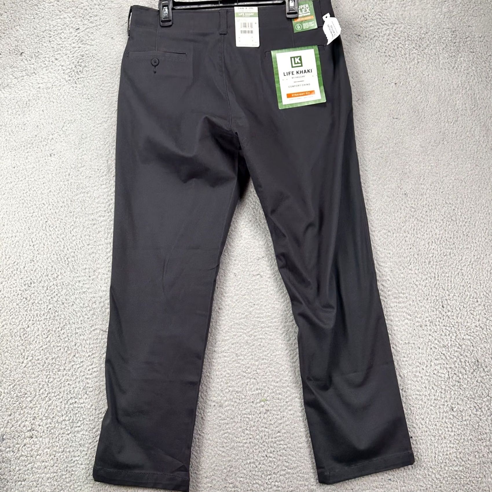 Haggar VINTAGE? No. Haggar Life Khaki Pants Chinos Mens 34X30 Black Comfort Stretch Straight Fit NEW Size US 34 / EU 50 - 3 Thumbnail