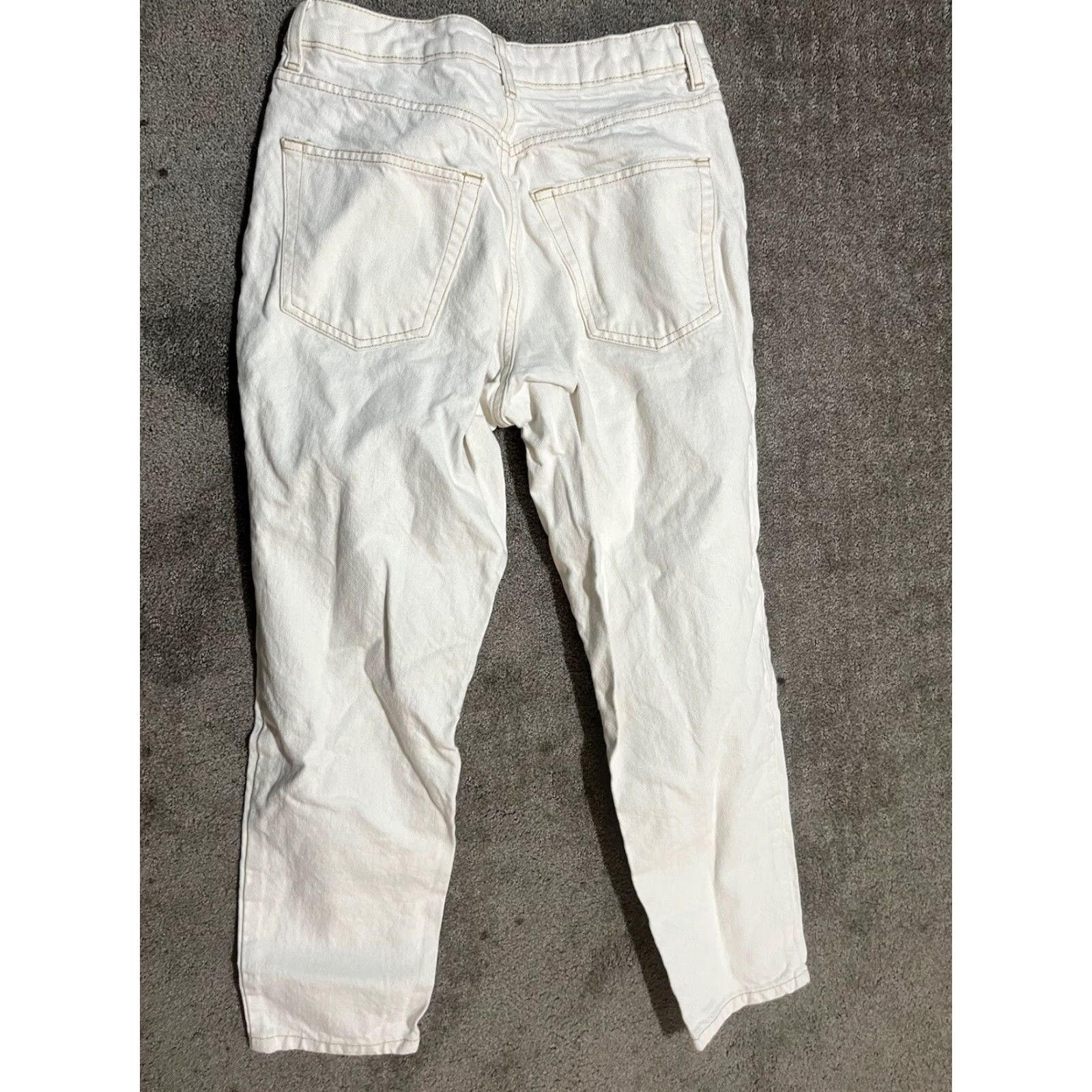 Topshop Topshop Jeans Womens 28 Petite White Denim High Rise Cropped Mom 5-Pocket Size 28" / US 6 / IT 42 - 3 Thumbnail