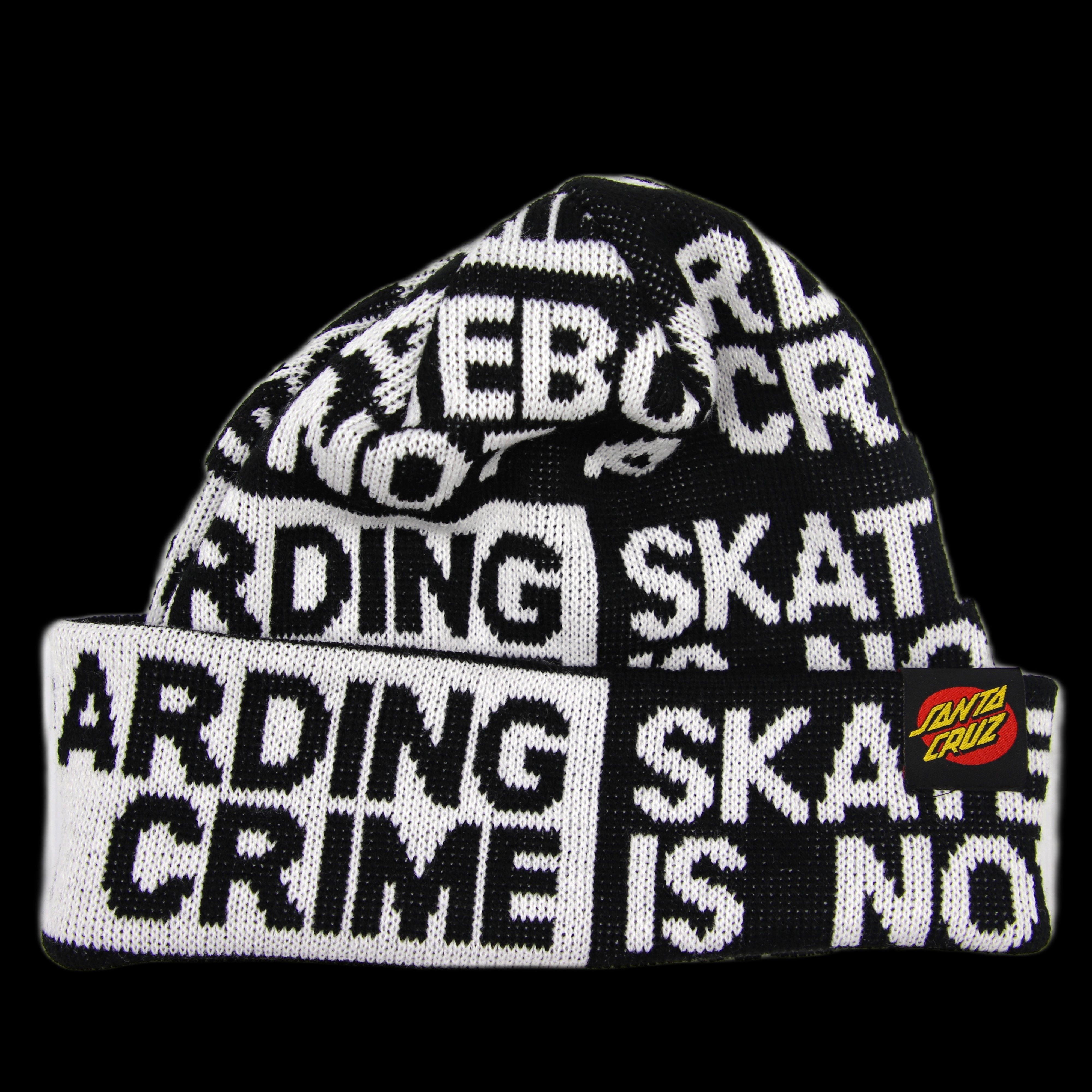 Santa Cruz Skateboards Santa Cruz Skateboarding Is Not A Crime Beanie White/Black Size ONE SIZE - 1 Thumbnail