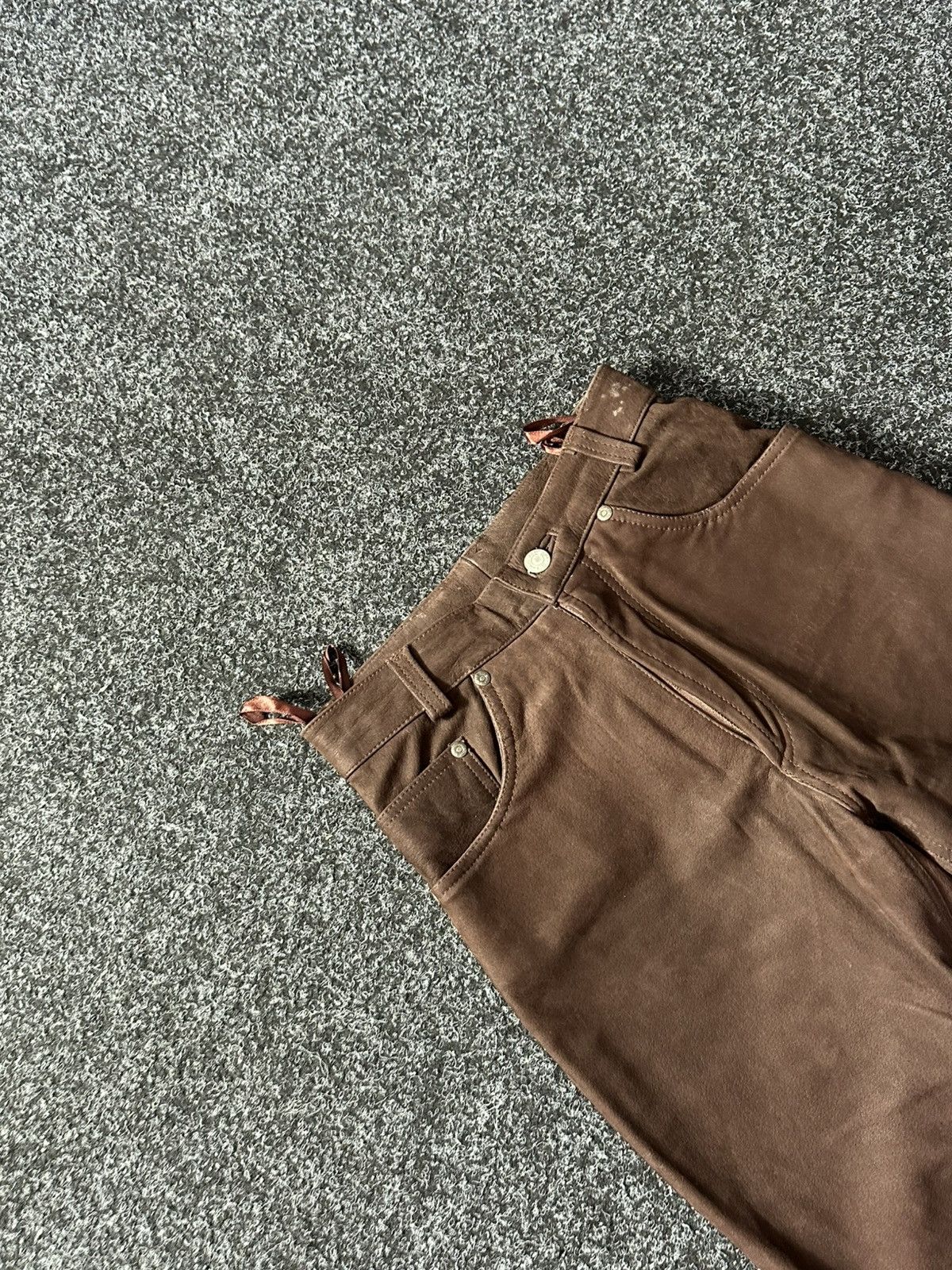 Cowboy Equipment × Leather 🚨GRAIL BOOTCUT BROWN Cowboy Biker Leather Pants Size 24" / US 00 / IT 34 - 2 Thumbnail