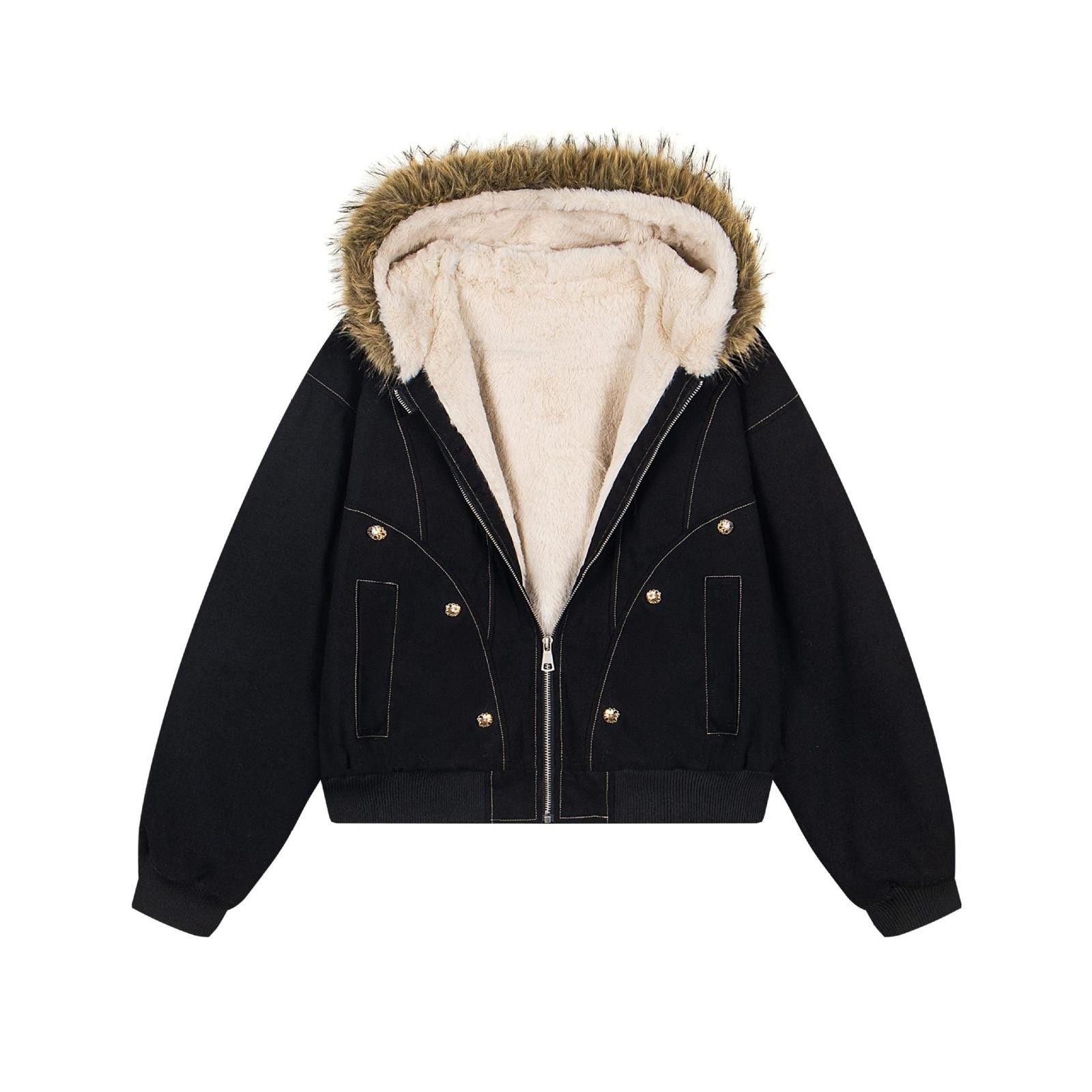 Other Camouflage Fur Hooded Bomber Jacket, Warm Winter Coat Size US L / EU 52-54 / 3 - 1 Thumbnail