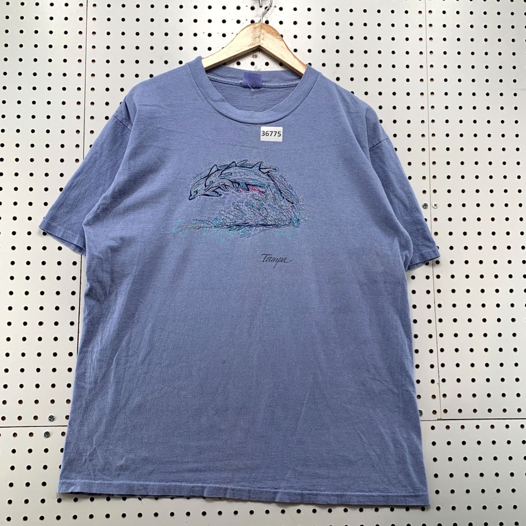 Vintage VTG 90s Tampa Dolphin Shirt Mens Large Blue Embroidered USA 23x28 Eingle Stitch Shirt Size US L / EU 52-54 / 3 - 2 Thumbnail
