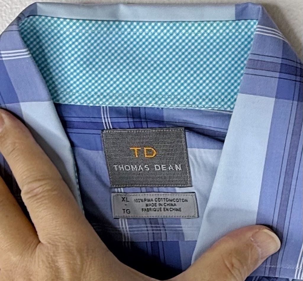 Thomas Dean NWOT THOMAS DEAN Men's Blue Plaid Thin Dress Shirt Size XL Size US XL / EU 56 / 4 - 6 Thumbnail