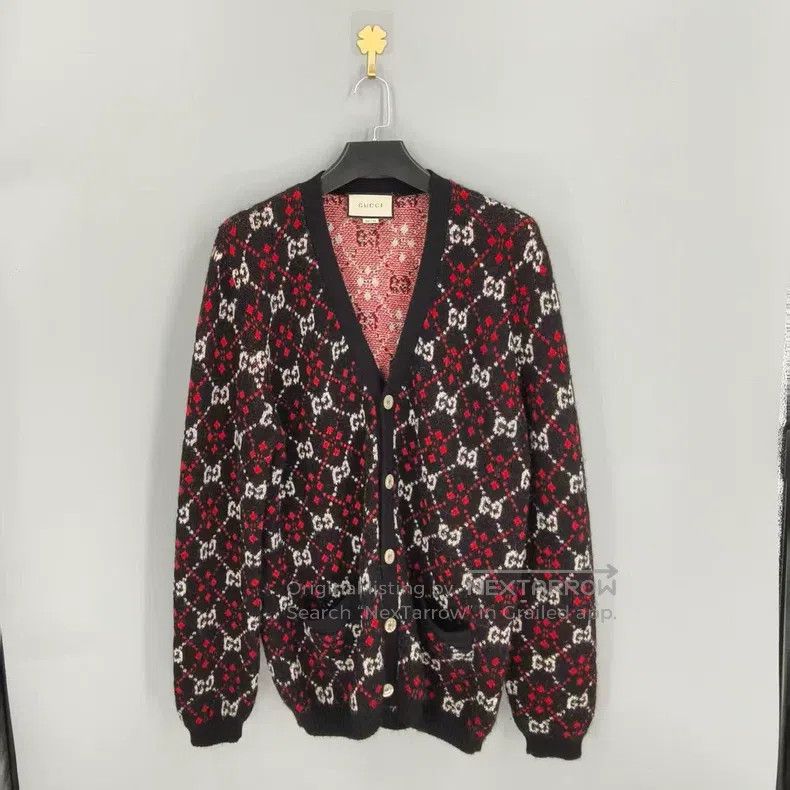 Gucci Gucci Red full-print logo cardigan coat Size US XL / EU 56 / 4 - 1 Thumbnail
