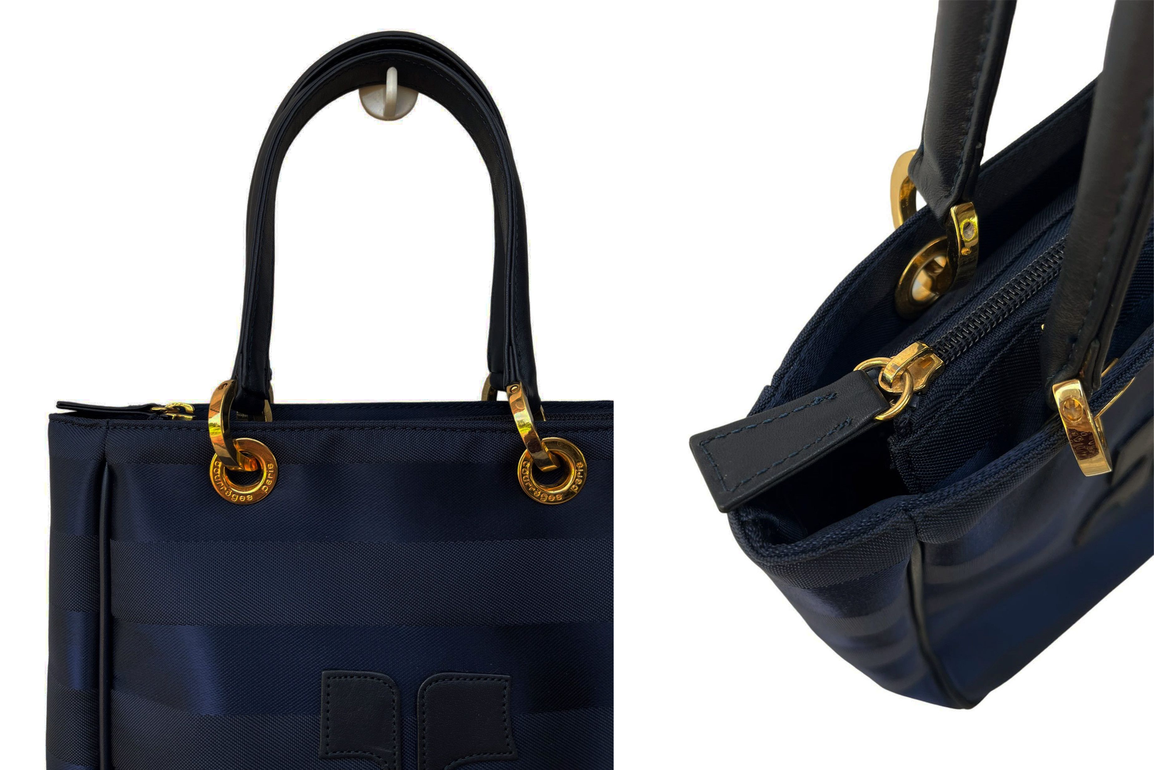 Courreges COURRÈGES PARIS Navy nylon handbag with Striped textured Size ONE SIZE - 4 Thumbnail