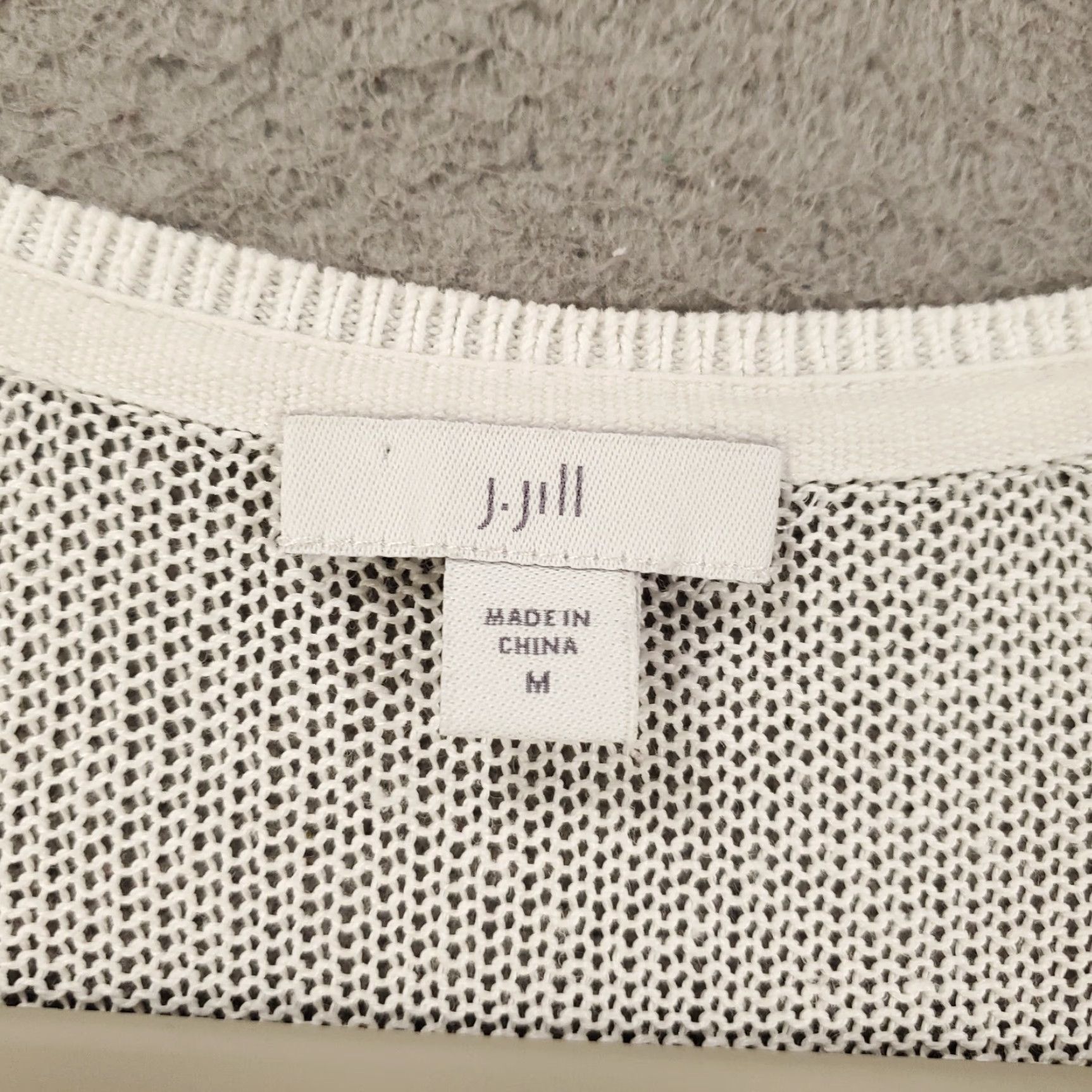 J. Jill J. Jill Linen Top Womens Medium White Floral Knit Sheer Pullover Blouse Tunic Size M / US 6-8 / IT 42-44 - 6 Thumbnail