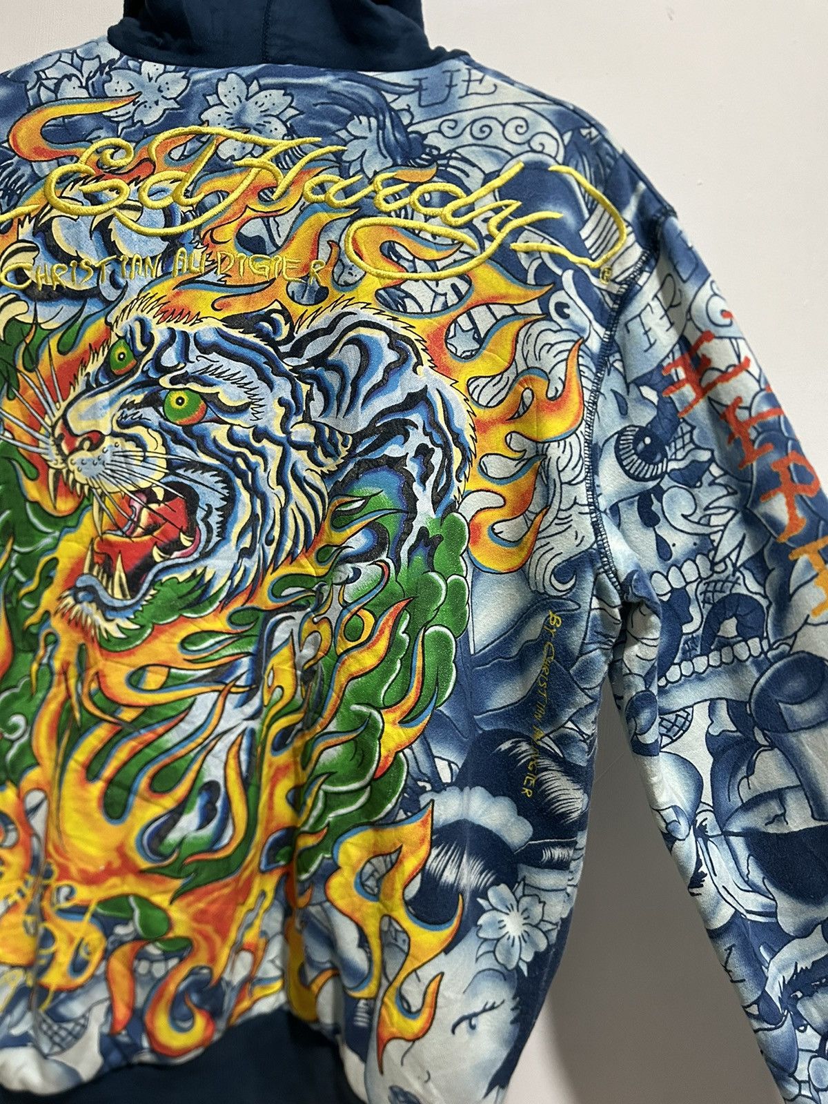Ed Hardy Y2K Ed Hardy Christian Audigier Embroidery Fur Zip Up Hoodie Size US M / EU 48-50 / 2 - 15 Thumbnail