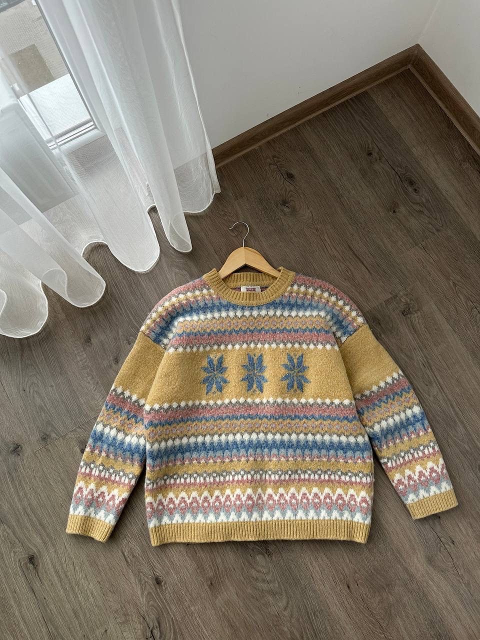 Other UK × Vintage Vintage Sisley Pure Mohair Wool Warm Yellow Sweater Size US M / EU 48-50 / 2 - 1 Thumbnail