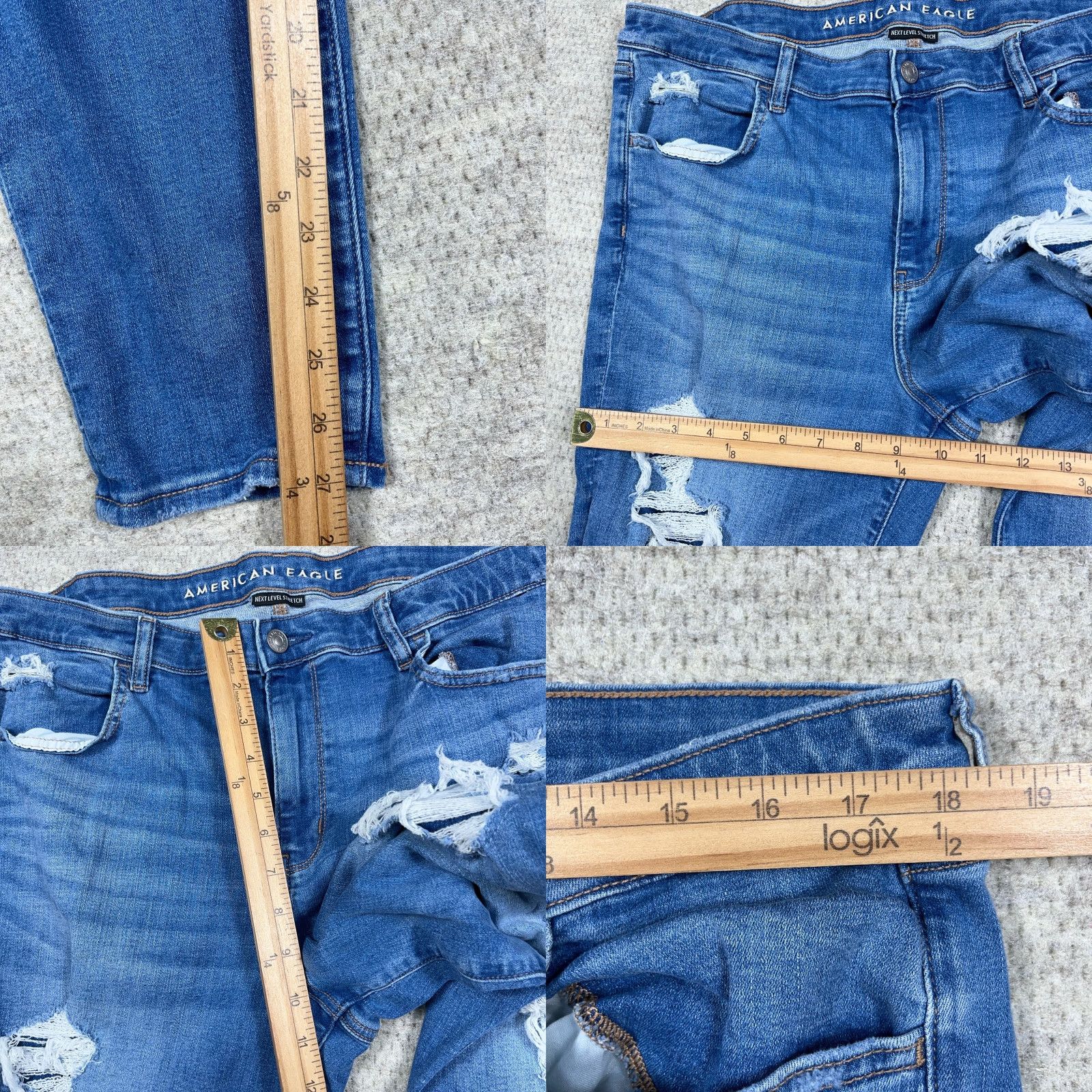 American Eagle Outfitters American Eagle Jeans Women 18 High Rise Jegging Med Wash Distressed Blue 90s Style Mens? Size 40" / US 18 - 8 Thumbnail