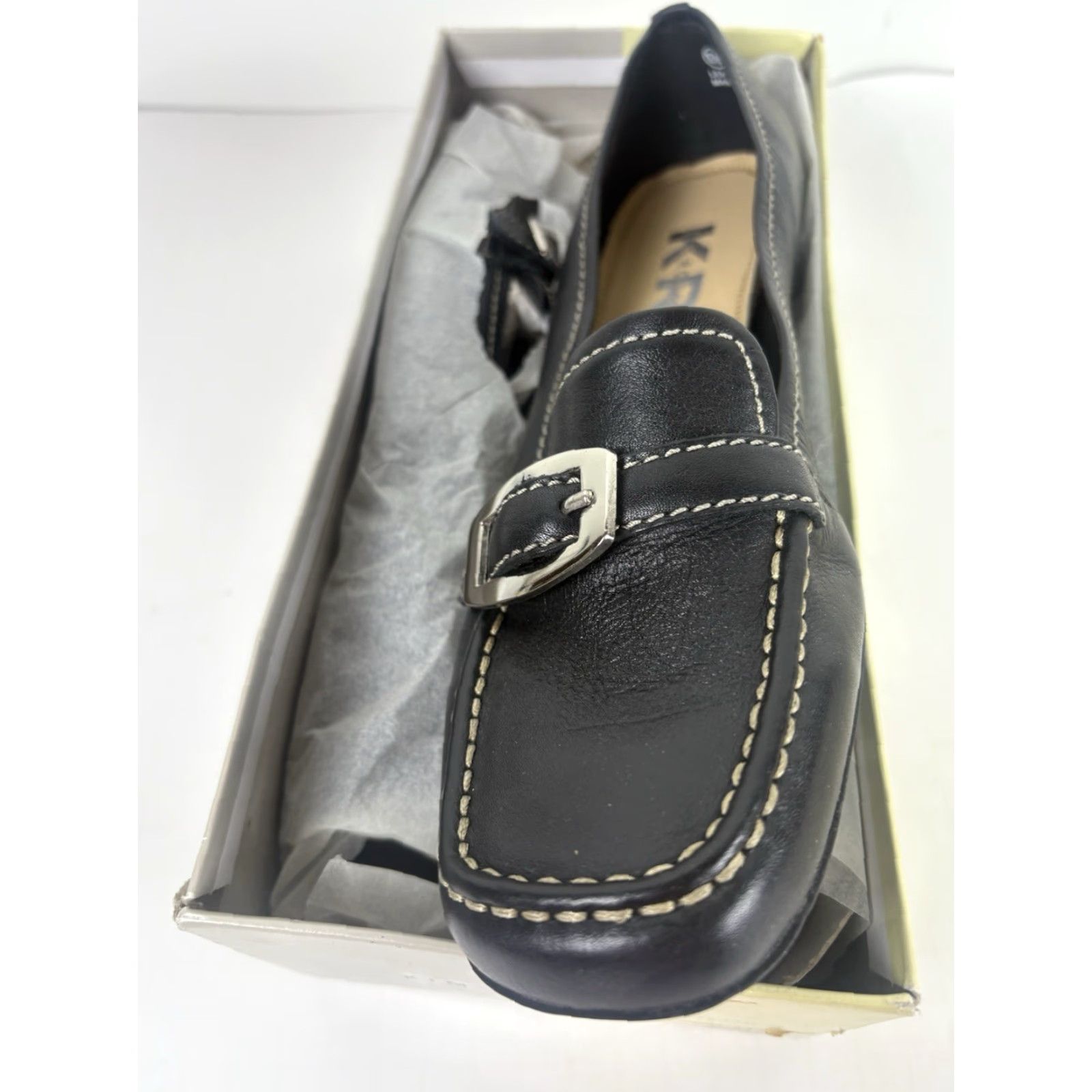 Vintage Kim Rogers Angela Women's Black Leather Slip-On Flats Size 10M Casual Comfort City Preppy Size US 10 / IT 40 - 2 Thumbnail