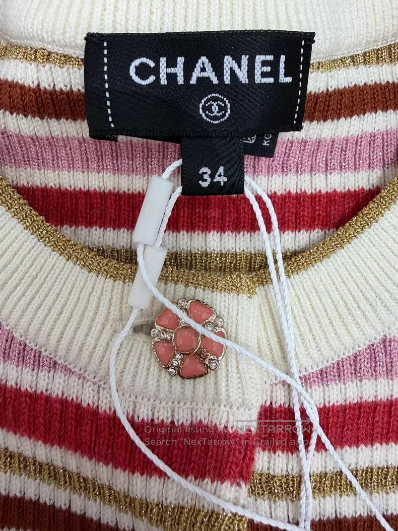 Chanel Chanel Nautical Series Round-neck Pink Striped Short Sleev Size XXS / US 00 / IT 34 - 4 Thumbnail