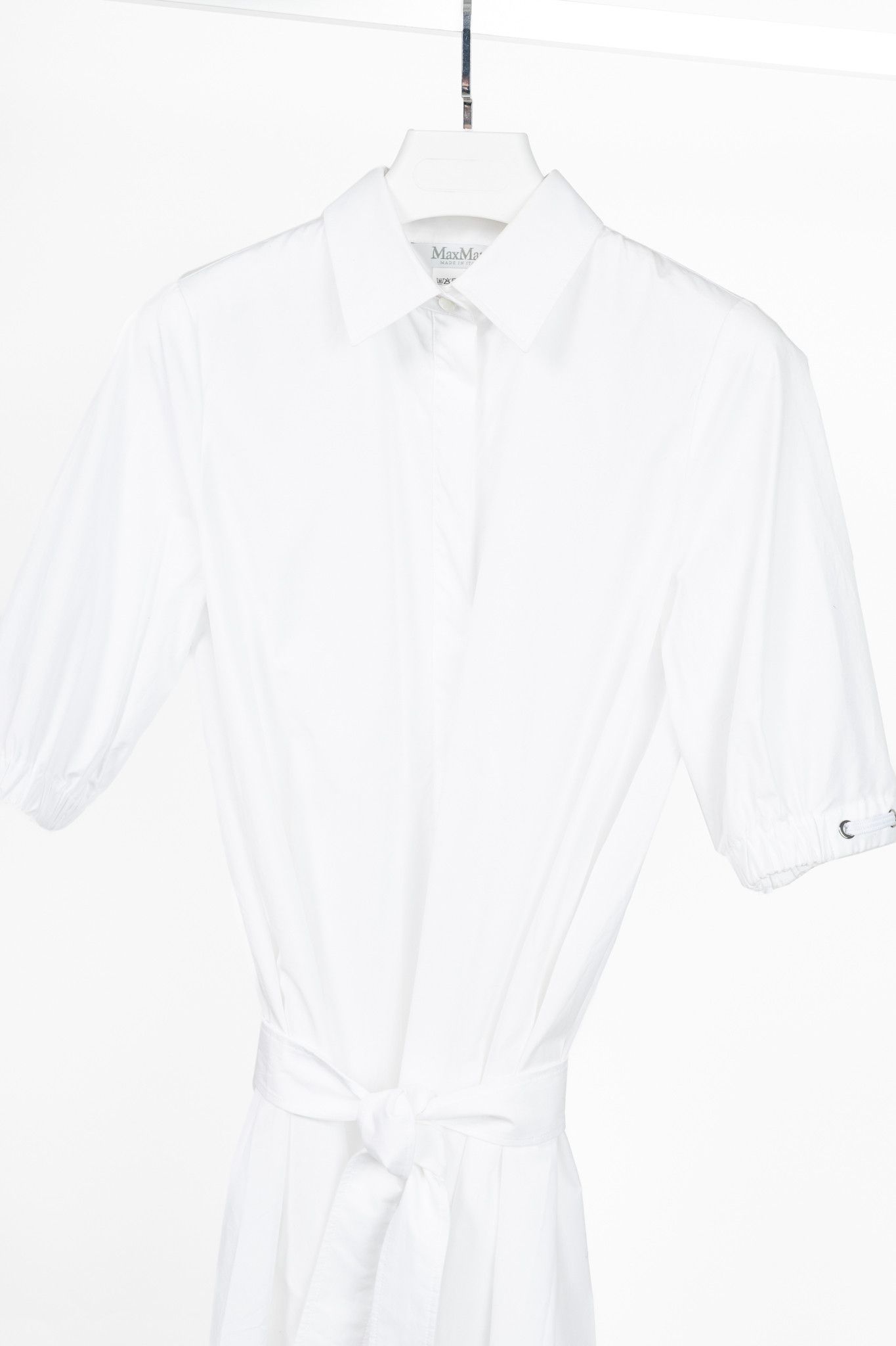 Max Mara Max Mara SS25 White Cotton-Poplin Belted Midi Dress Size M / US 6-8 / IT 42-44 - 3 Thumbnail