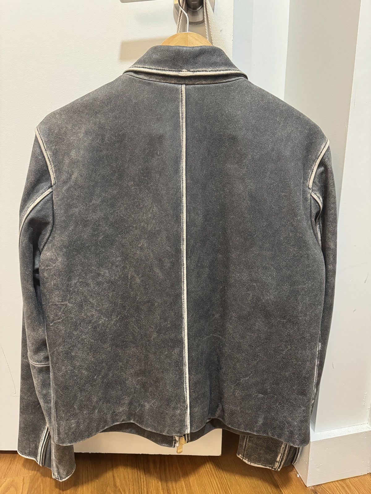 Designer PEARLED IVORY Distressed Leather Blouson Size US S / EU 44-46 / 1 - 2 Thumbnail