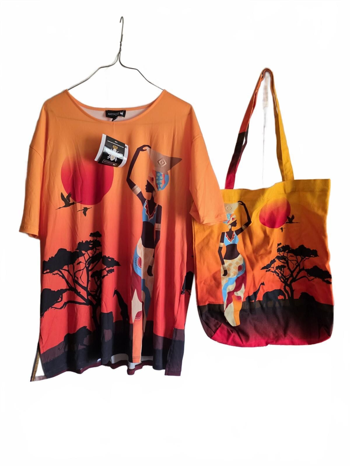 Anthony Vaccarello ANTTHONY Original African Sunset Tunic & Tote Bag Set Large Size L / US 10 / IT 46 - 10 Thumbnail
