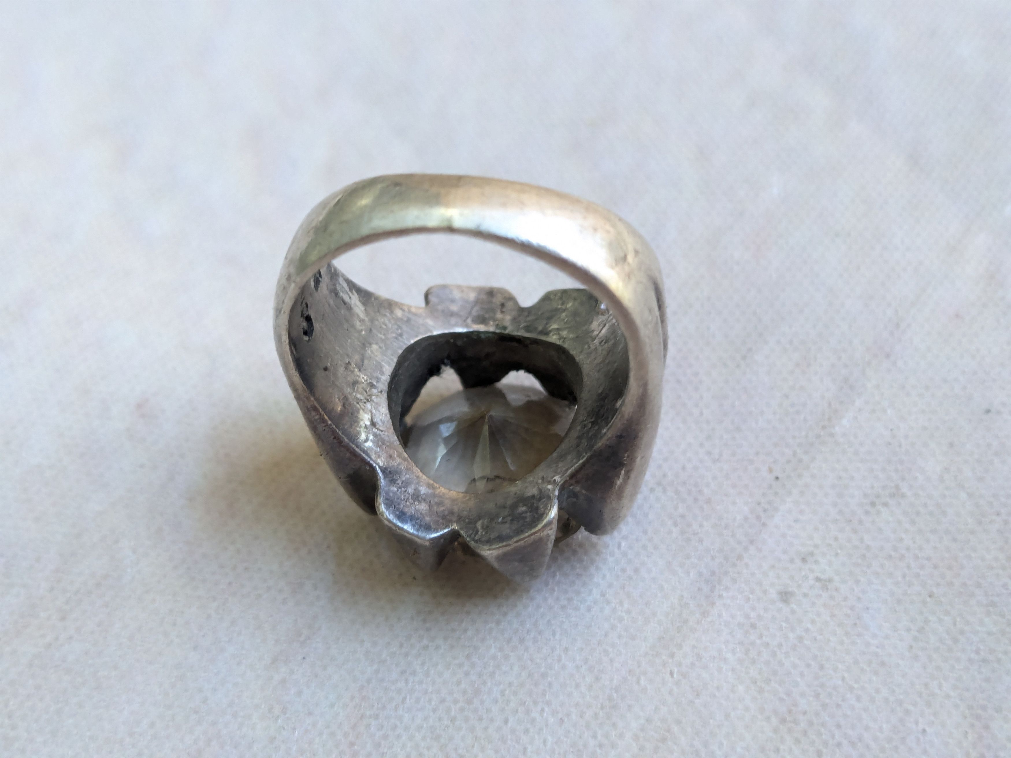 Jewelry Vintage Sterling Silver Ring Quartz Mexico Round Size ONE SIZE - 6 Thumbnail
