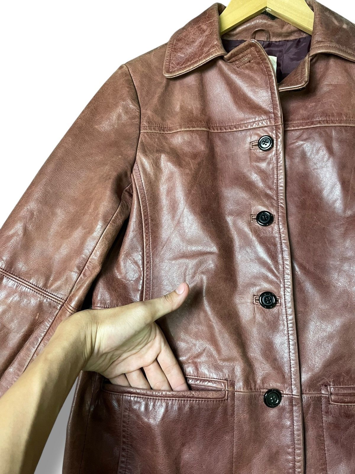 Designer × Michel Klein × Vintage MK Michel Klein Long Leather Jacket (52) Size US XXS / EU 40 - 7 Thumbnail
