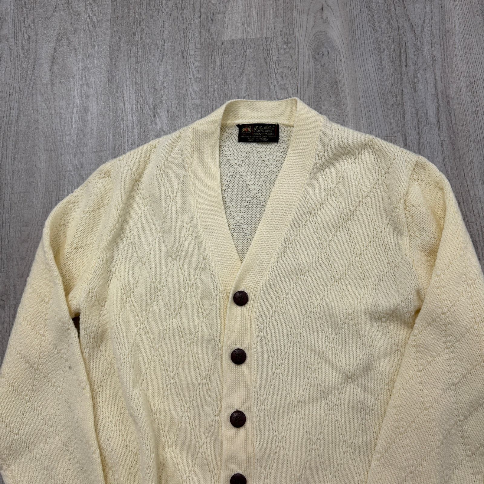 Vintage Vintage John Blair Cardigan Sweater Men's Medium Cream 70s Size US M / EU 48-50 / 2 - 2 Thumbnail