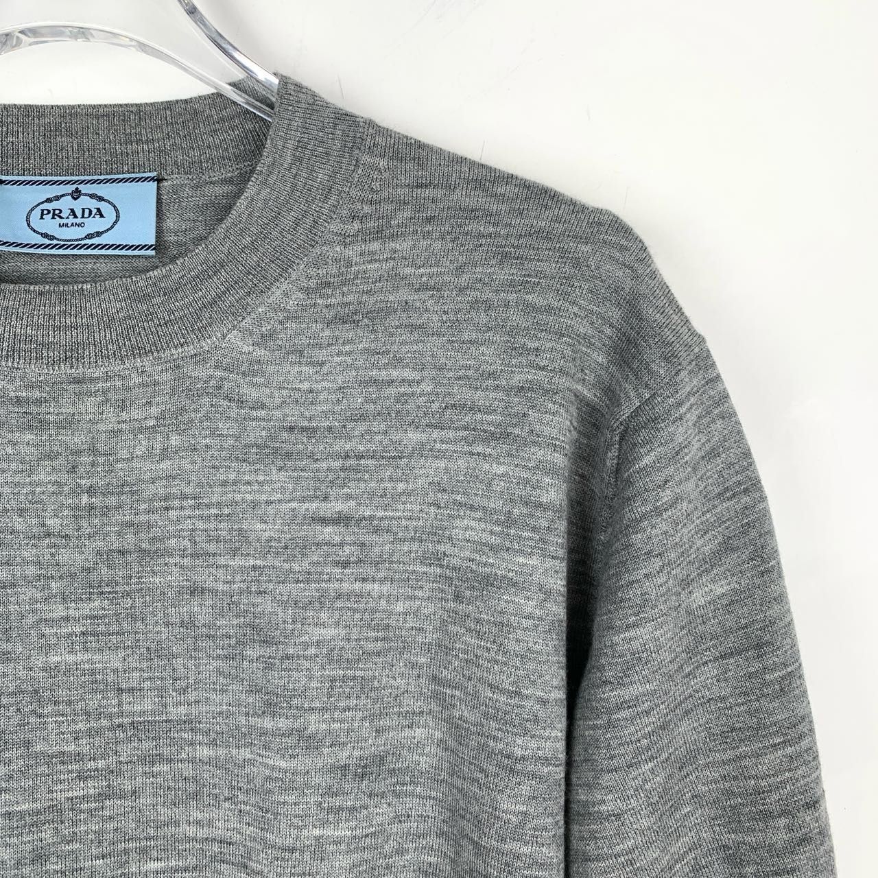 Prada Prada Grey Wool Logo Triangle Patch Crewneck Short-Sleeve Kn Size XS / US 0-2 / IT 36-38 - 8 Thumbnail