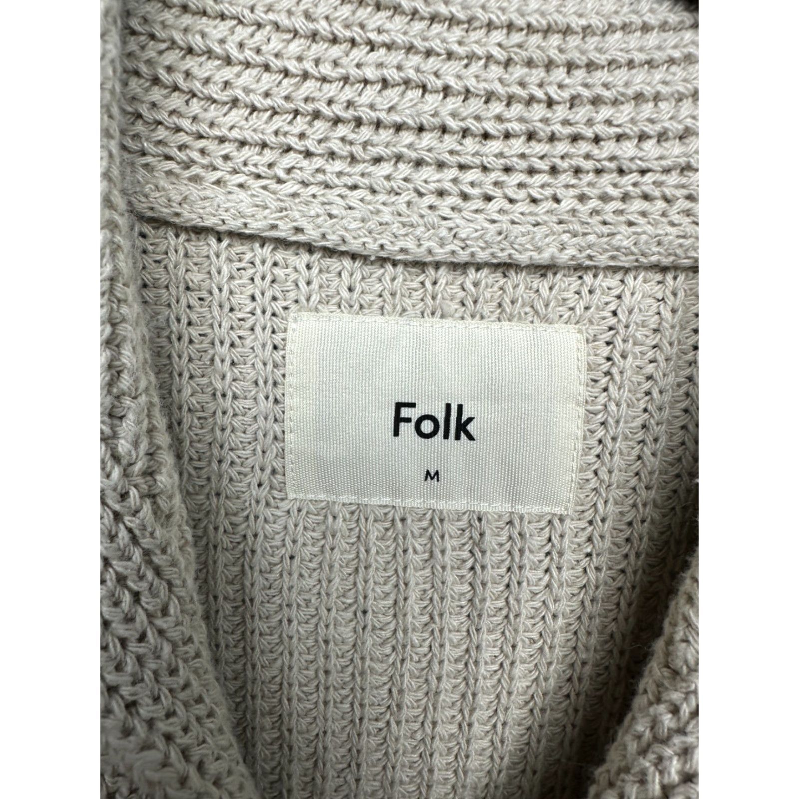 Folk Folk Mens Knit Cardigan Sweater M Beige Cotton Knit Button V-Neck Cardigan Mens This place is empty; please provide a valid title. Size US M / EU 48-50 / 2 - 3 Thumbnail