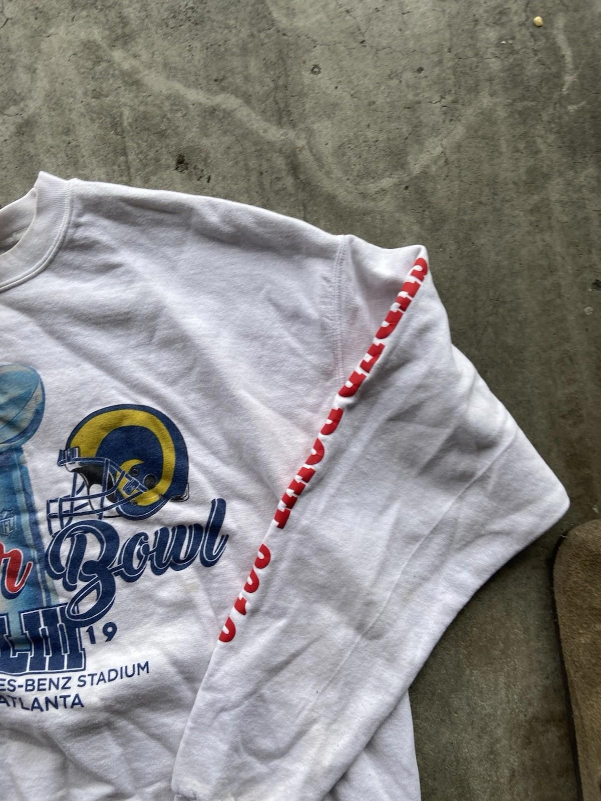 Hanes Super Bowl LIII Mens White Medium Sweater Hoodie 2019 Stains Size ONE SIZE - 4 Thumbnail