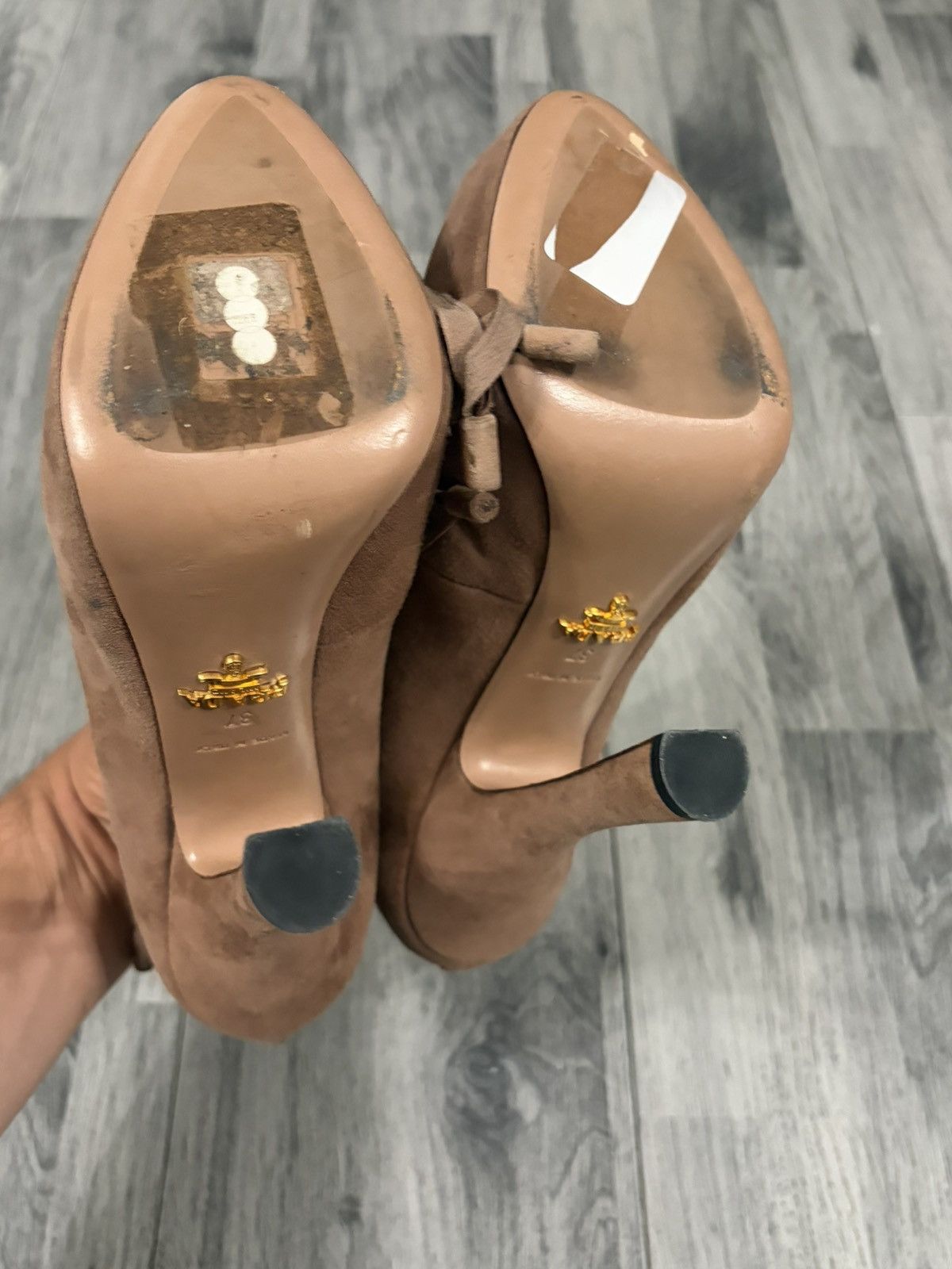 Prada Prada Tan Suede Lace-Up High Heel Booties Size US 7 / IT 37 - 7 Thumbnail