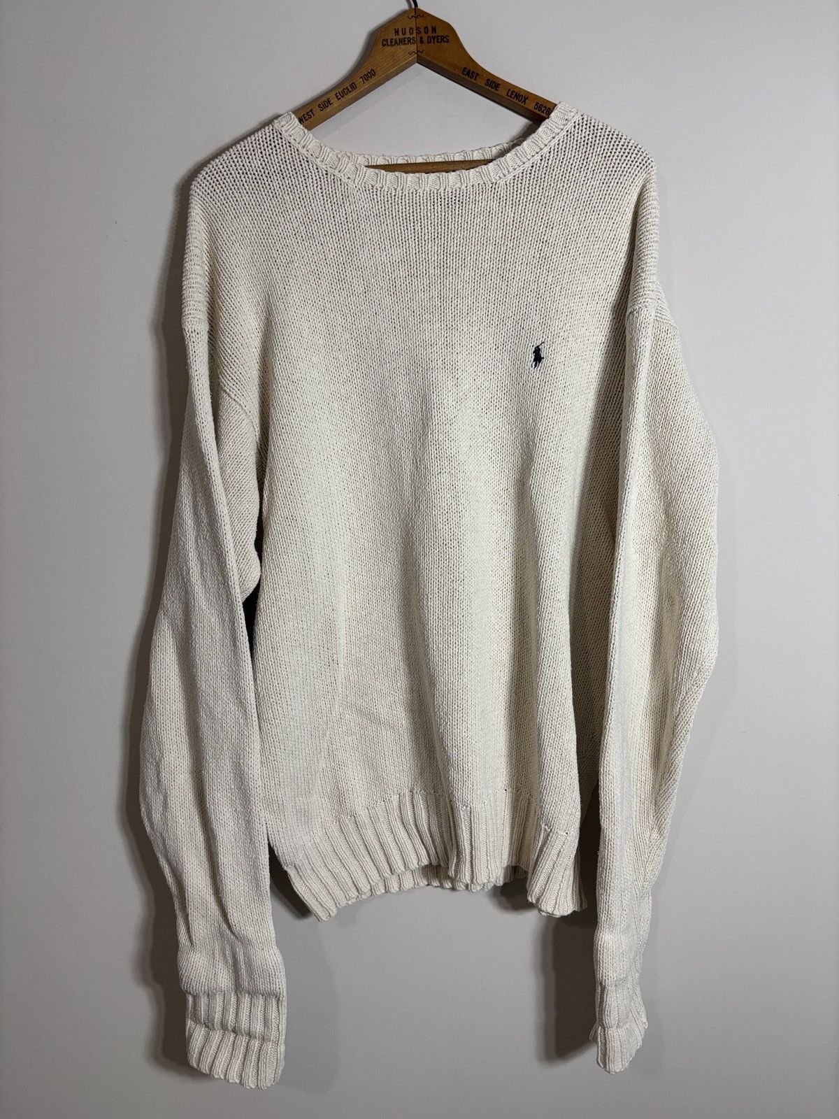 Polo Ralph Lauren Vtg Polo Ralph Lauren Sweater XL Cream Cotton Crewneck Pony Size US XL / EU 56 / 4 - 1 Thumbnail