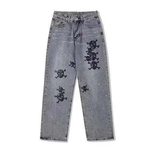 Jean Pirate Skull Patch Gray Denim Jeans Size US 32 / EU 48 - 2 Thumbnail