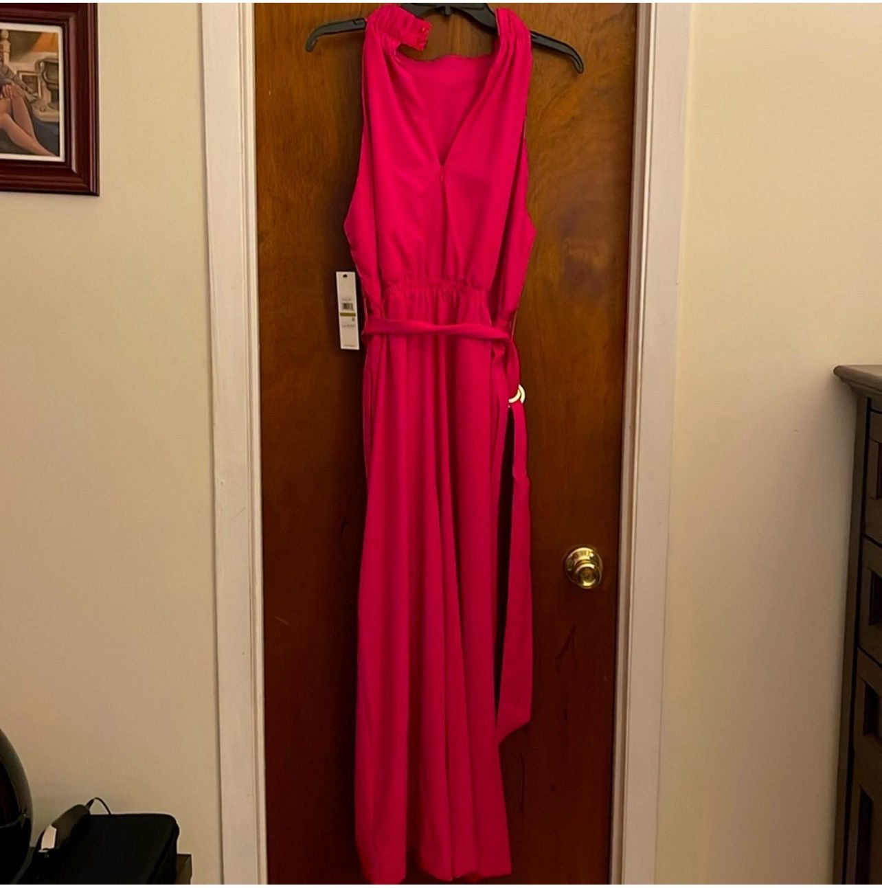 Calvin Klein Calvin Klein Women’s Belter Halter Neck Straight-Jumpsuit Size 36" / US 14 / IT 50 - 4 Thumbnail