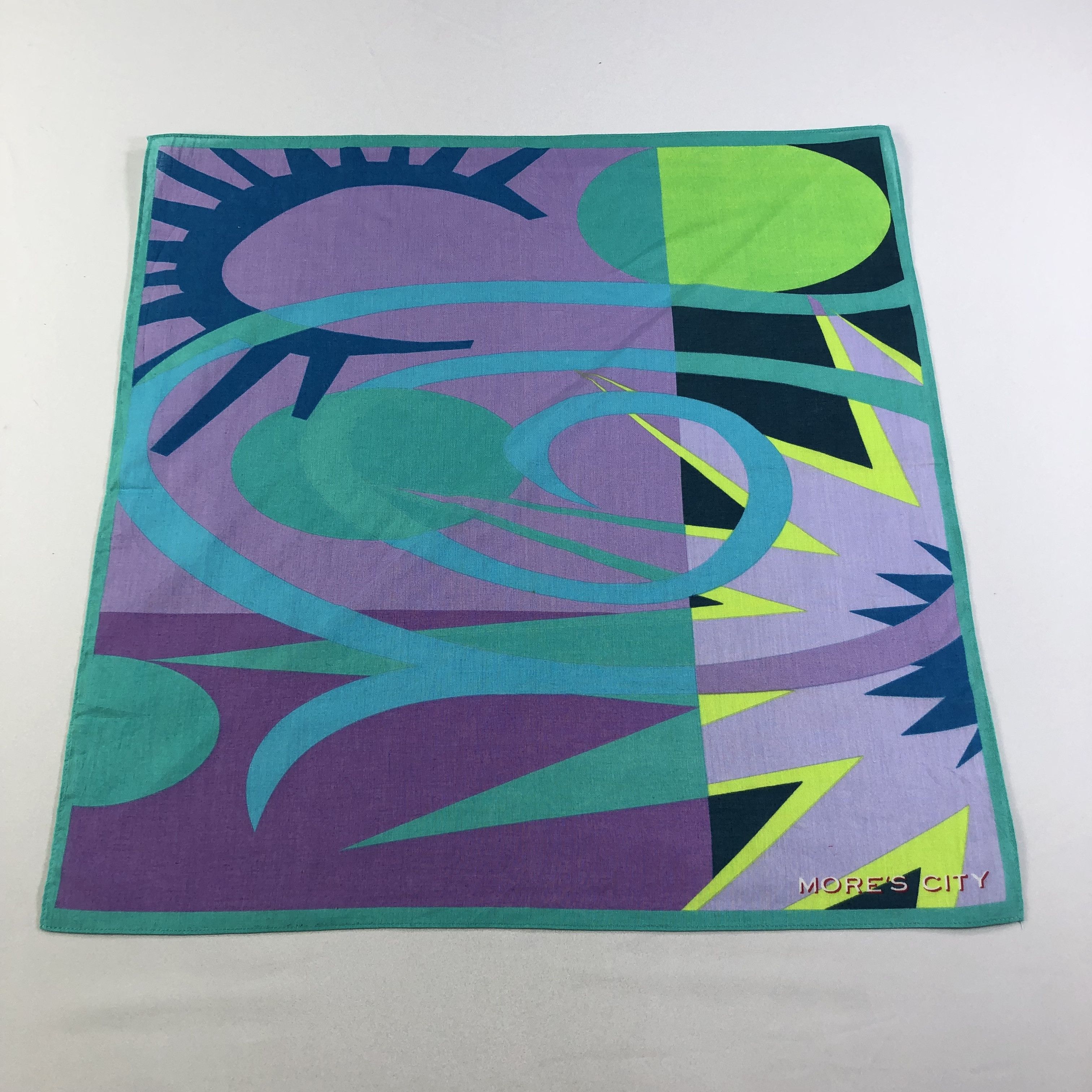 Vintage More's City Abstract Handkerchief Neckerchief Bandana H2149 Size ONE SIZE - 1 Thumbnail