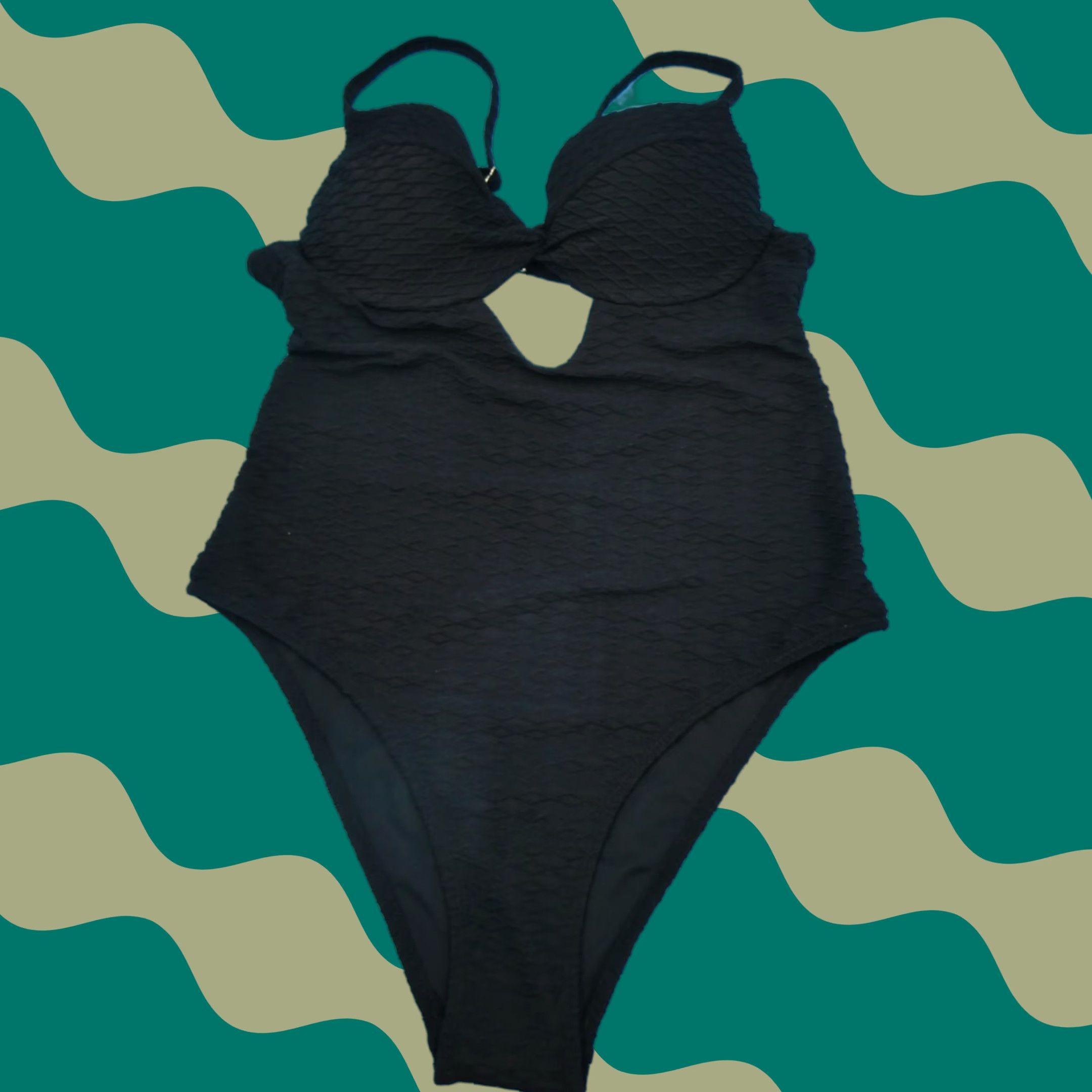 Victoria's Secret One Piece Swimsuit Women Black Ribbed Cutout Underwired Twist S Size B Cup Quick Dry Beach Style