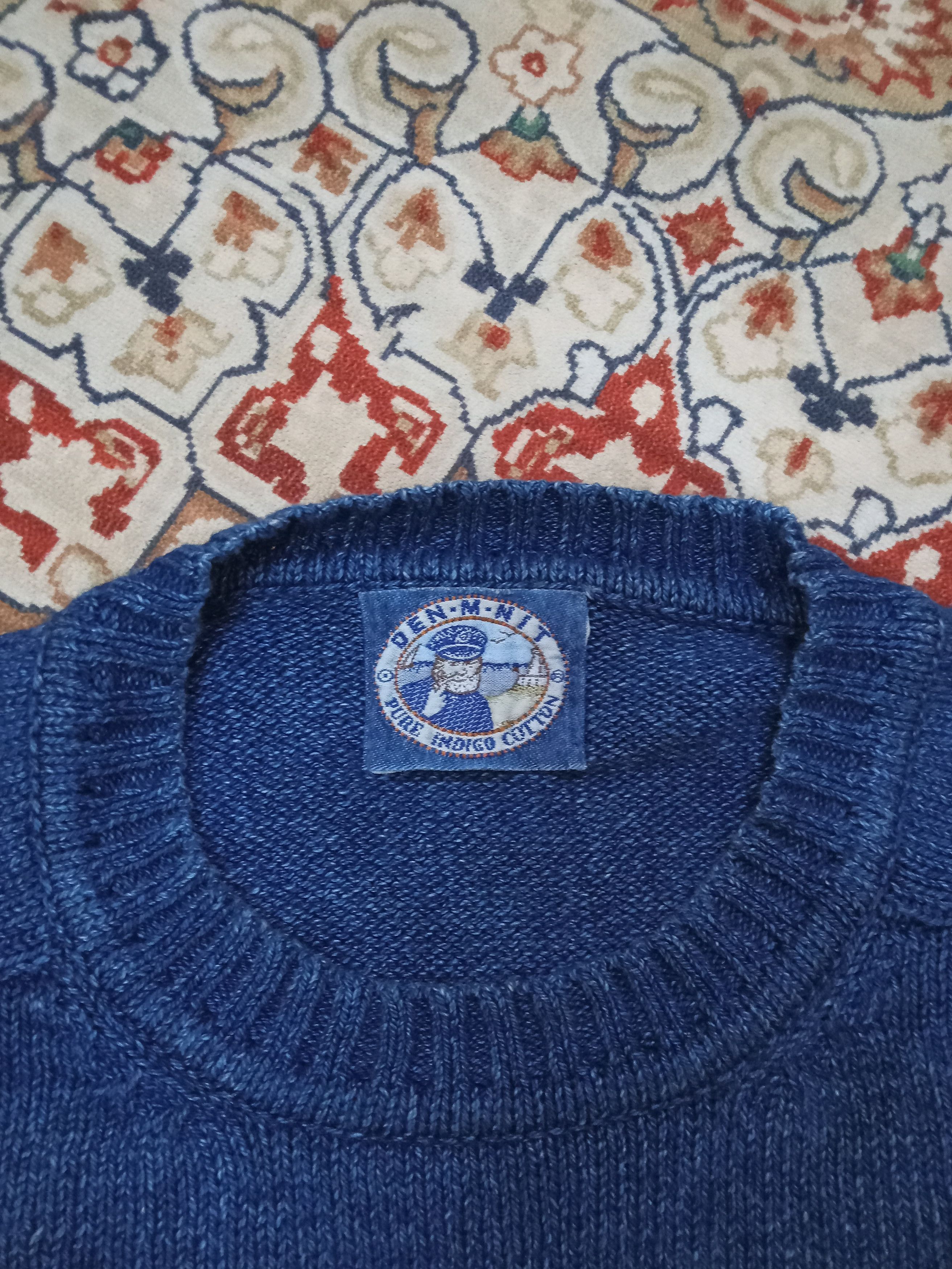 Vintage Rare DEN.M.NIT Pure Indigo Cotton Crewneck Knitwear