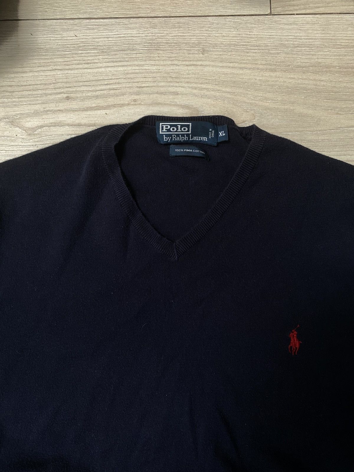 Polo Ralph Lauren × Vintage Navy Ralph Lauren Knit Sweater w/ Red Pony Logo Size US L / EU 52-54 / 3 - 5 Thumbnail