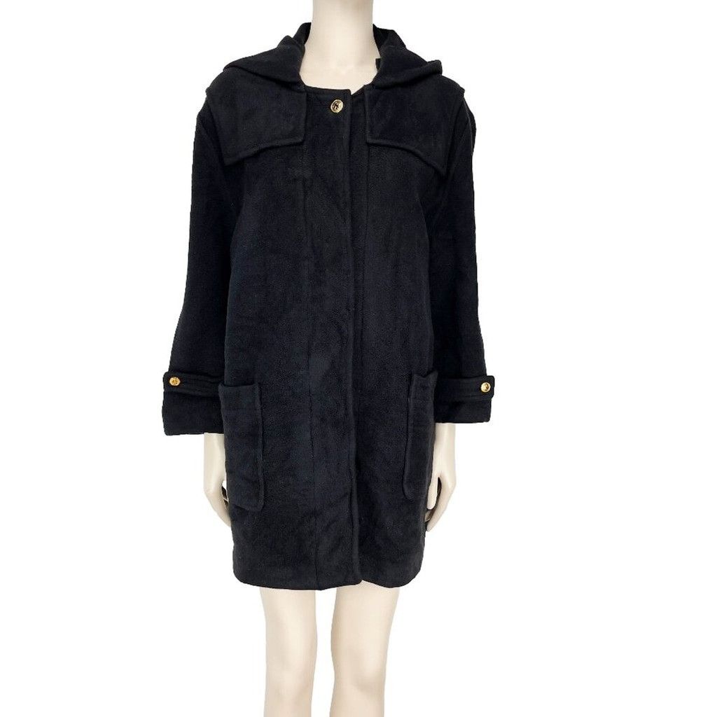 Sonia Rykiel SONIA RYKIEL Fleece Hooded Black Straight fit Coat Size M / US 6-8 / IT 42-44 - 3 Thumbnail