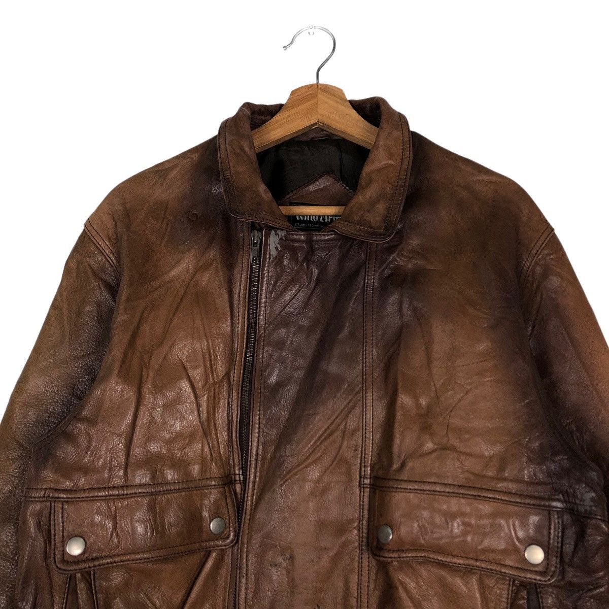 Japanese Brand 🔥Sun Faded Design Biker Jacket Leather Wind Armor Japan Size US M / EU 48-50 / 2 - 3 Thumbnail