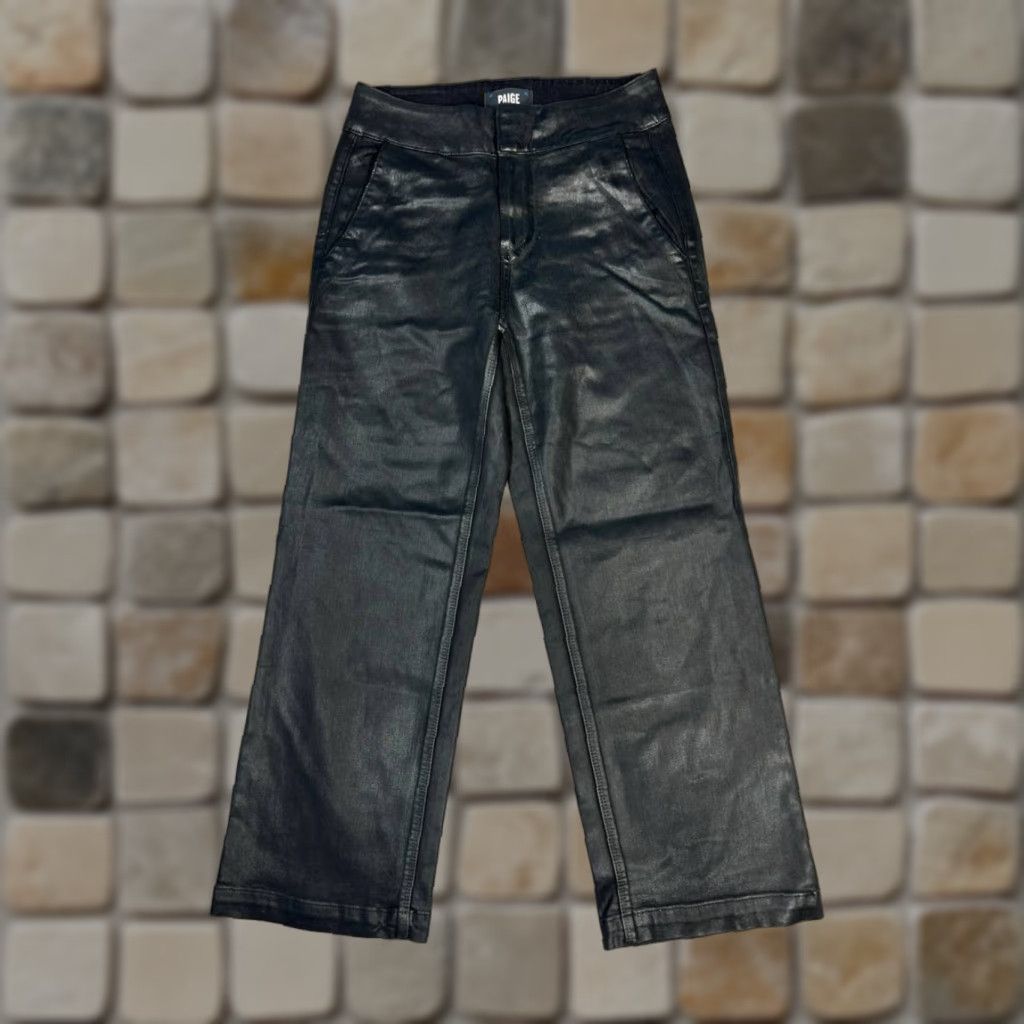 Paige Paige Nellie Cropped Jeans Women 25 Black Denim High Rise Wide Leg 26x26 Jeans Woman Slim Stretch Cotton Spandex Rayon Paige Rich City Preppy Modern Size 42" / US 20 - 1 Thumbnail