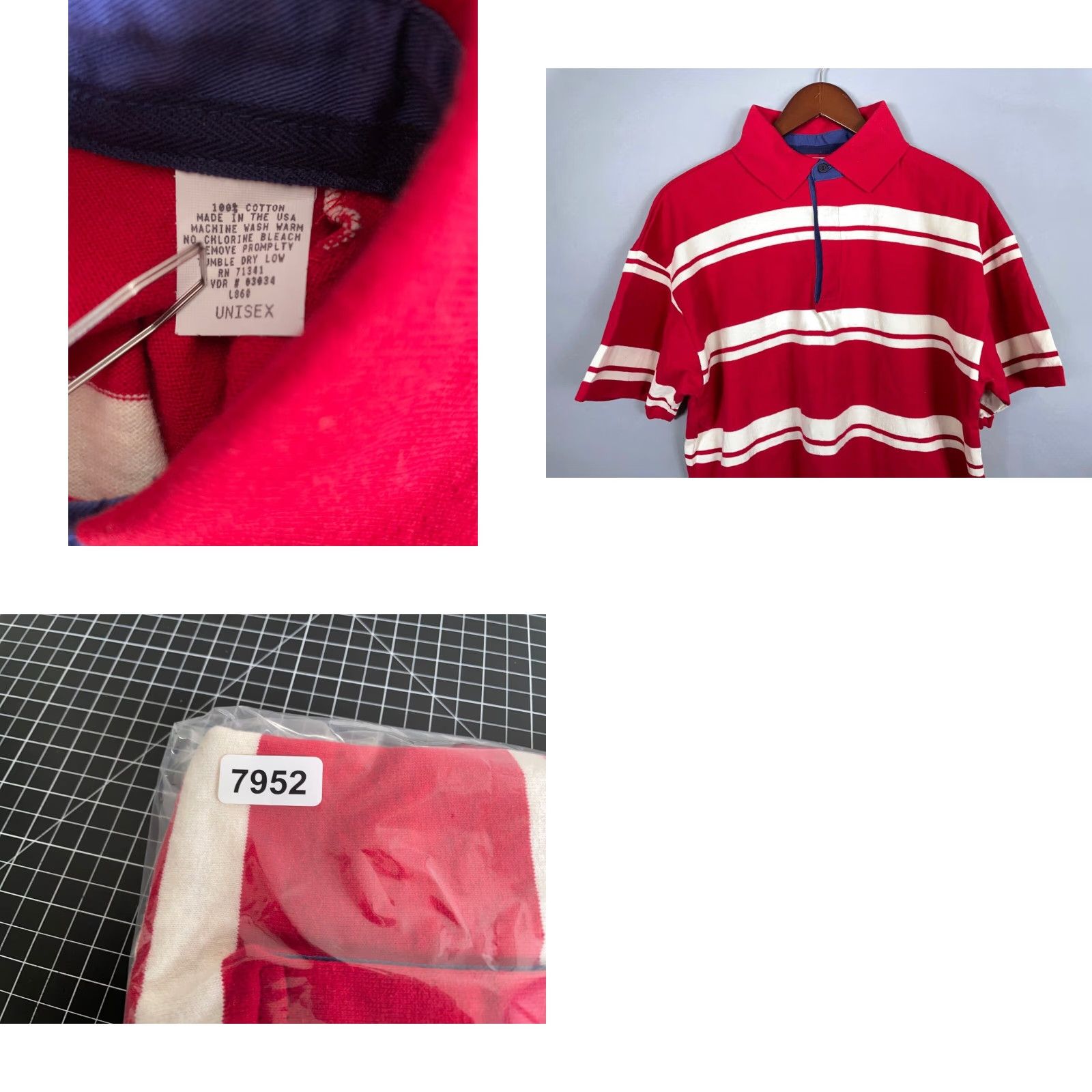 Vintage VINTAGE L.L. Bean Polo Shirt Men's Shirt Adult Large Red White Striped 90s Preppy USA Made Size US L / EU 52-54 / 3 - 8 Thumbnail