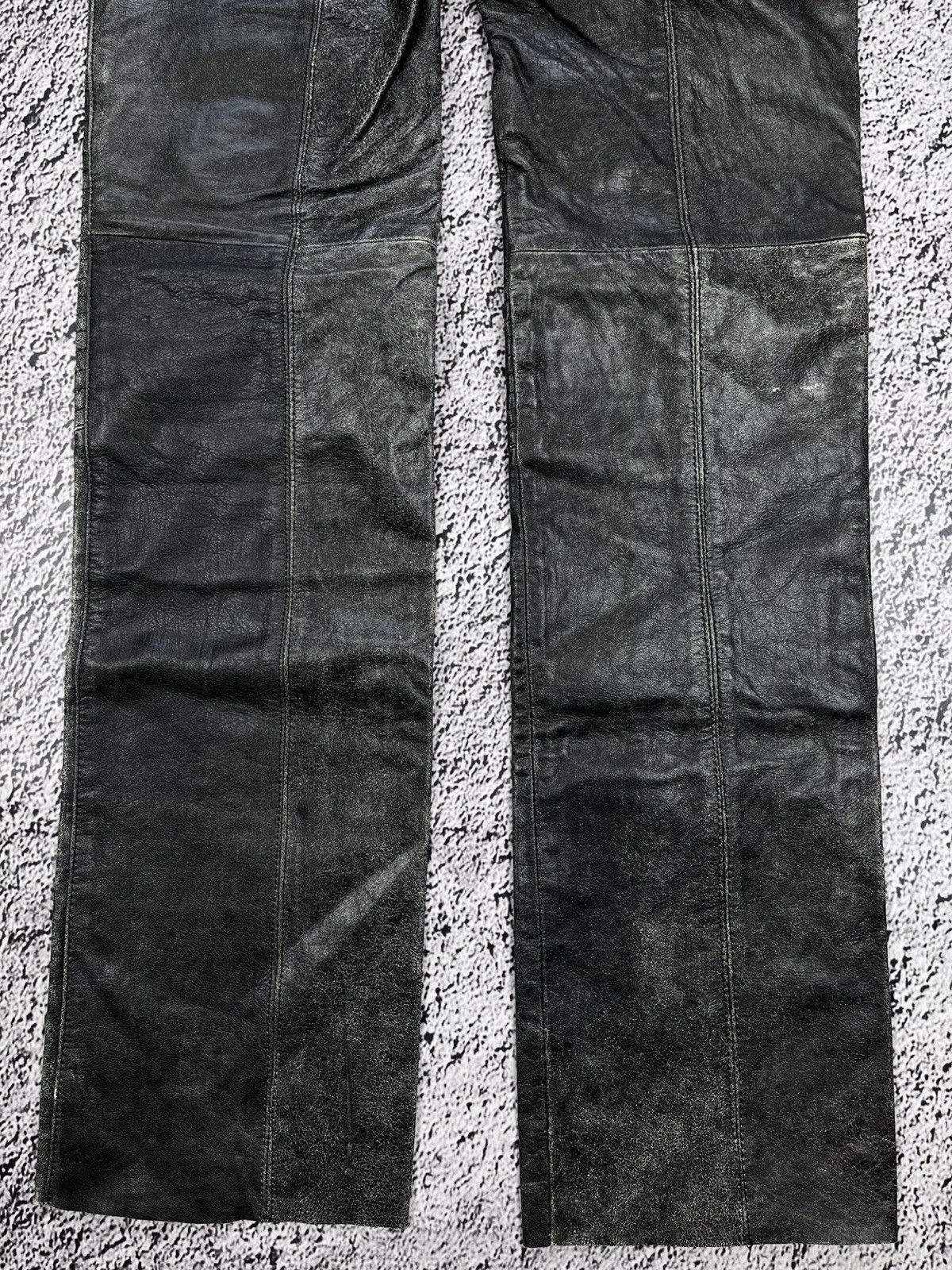Japanese Brand Vintage NWT double knee biker distressed leather pants Size 28" / US 6 / IT 42 - 7 Thumbnail