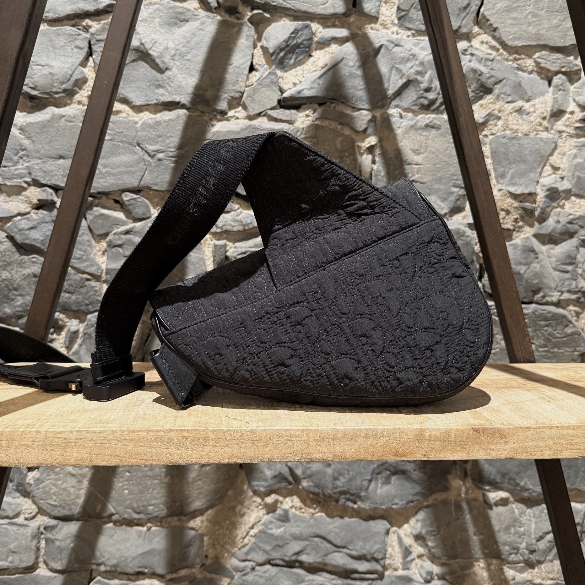Dior Dior 2021 Padded Nylon Oblique Kumo Black Saddle Bag Size ONE SIZE - 3 Thumbnail