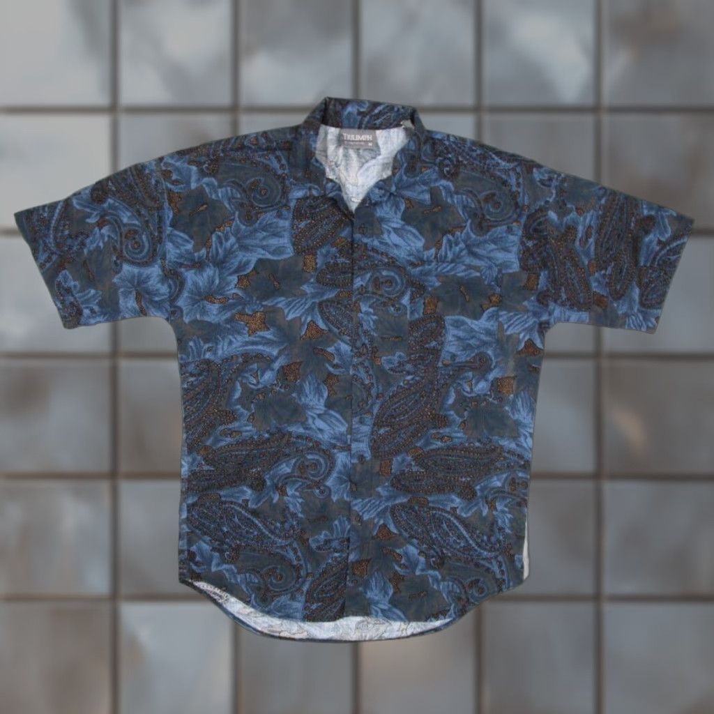 Vintage VINTAGE Triumph of California Shirt Men M Blue Paisley Button Up Made in US Size US M / EU 48-50 / 2 - 1 Thumbnail