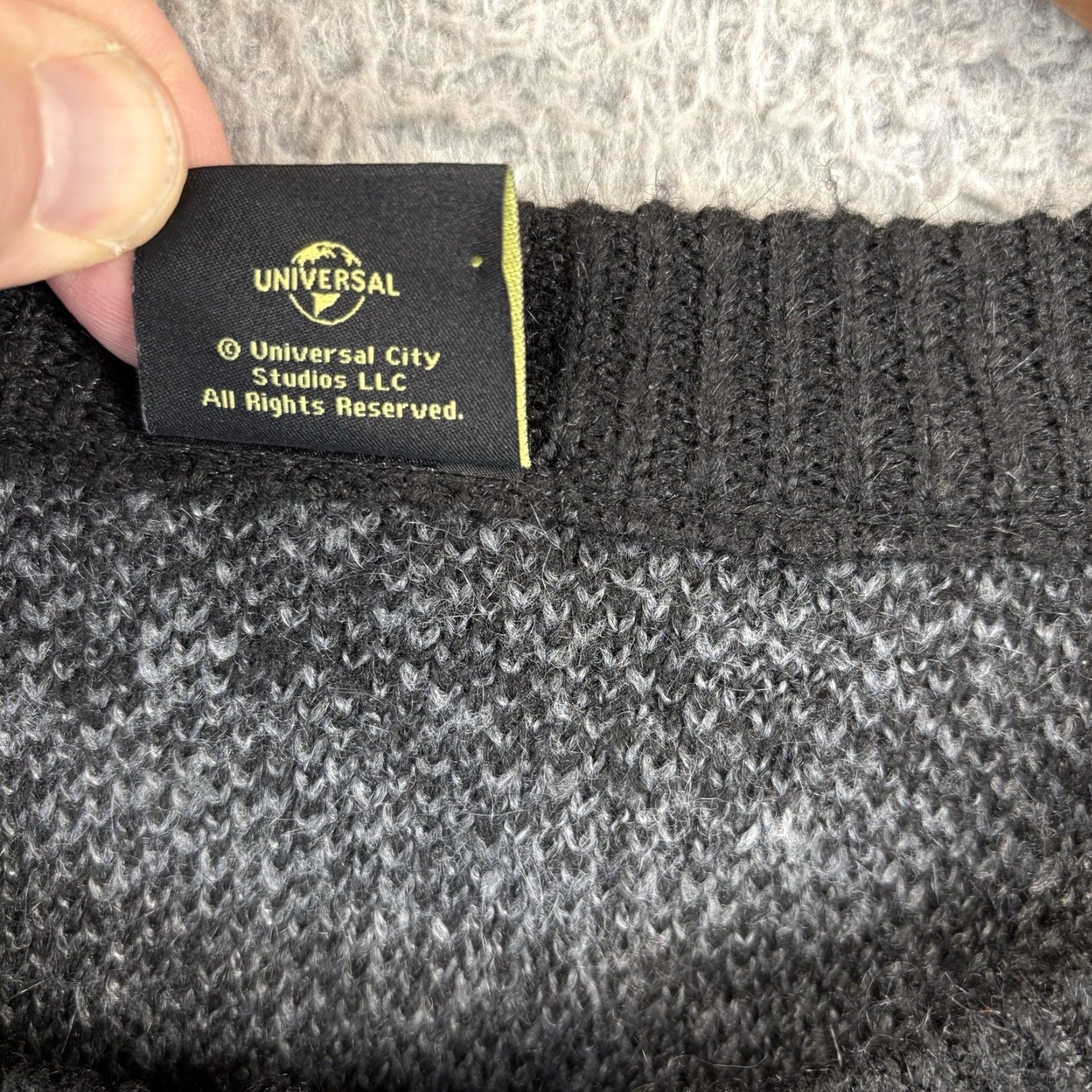 Vintage Wicked Sweater Cardigan Women Large Black Gray Zebra Stripe Button Logo Crew Neck Long Sleeve Knit Polyester Size L / US 10 / IT 46 - 3 Thumbnail