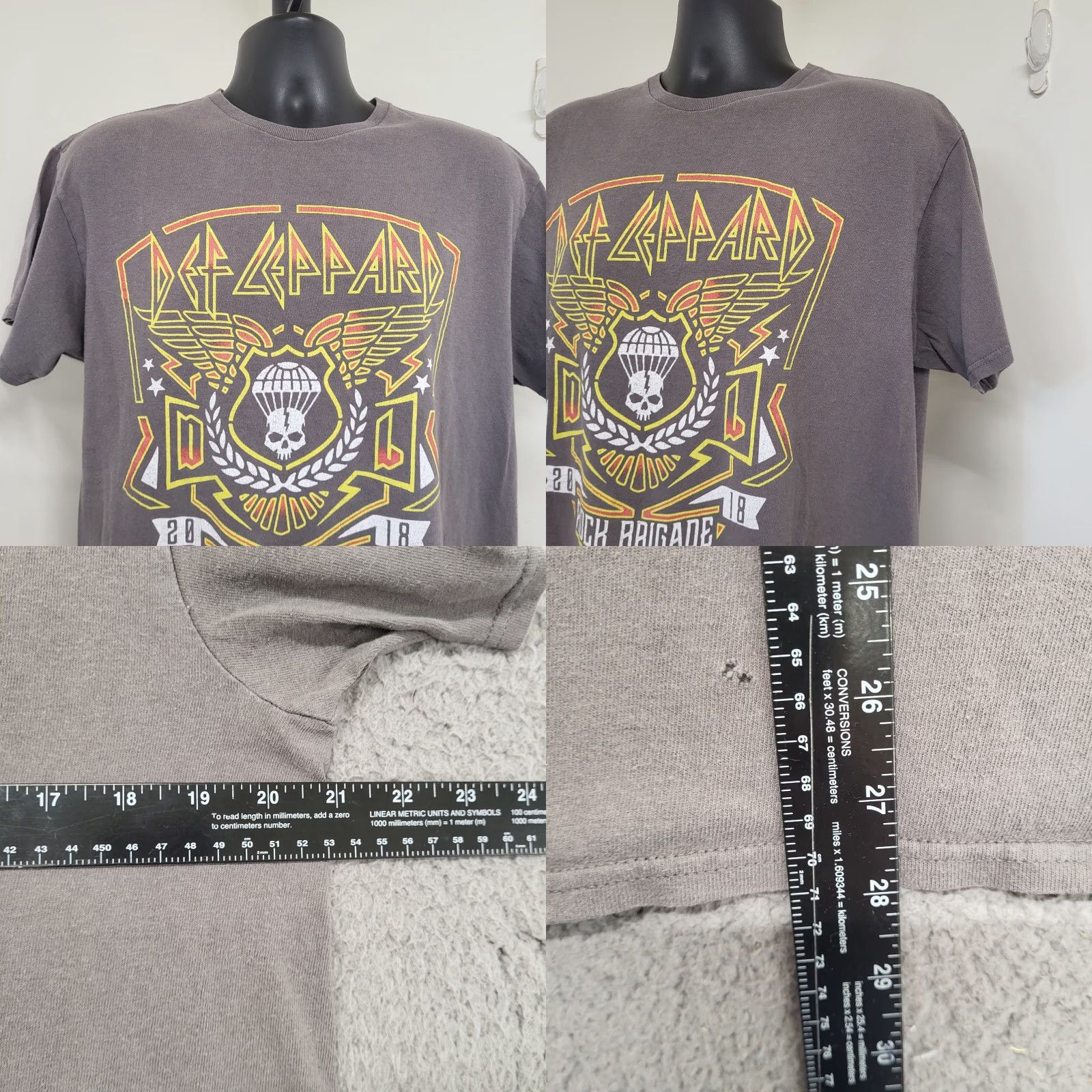 Vintage Def Leppard Tour T-Shirt Men Large Brown Rock Brigade 2018 Band READ Shirt Mens Concert 2018 Size US L / EU 52-54 / 3 - 8 Thumbnail