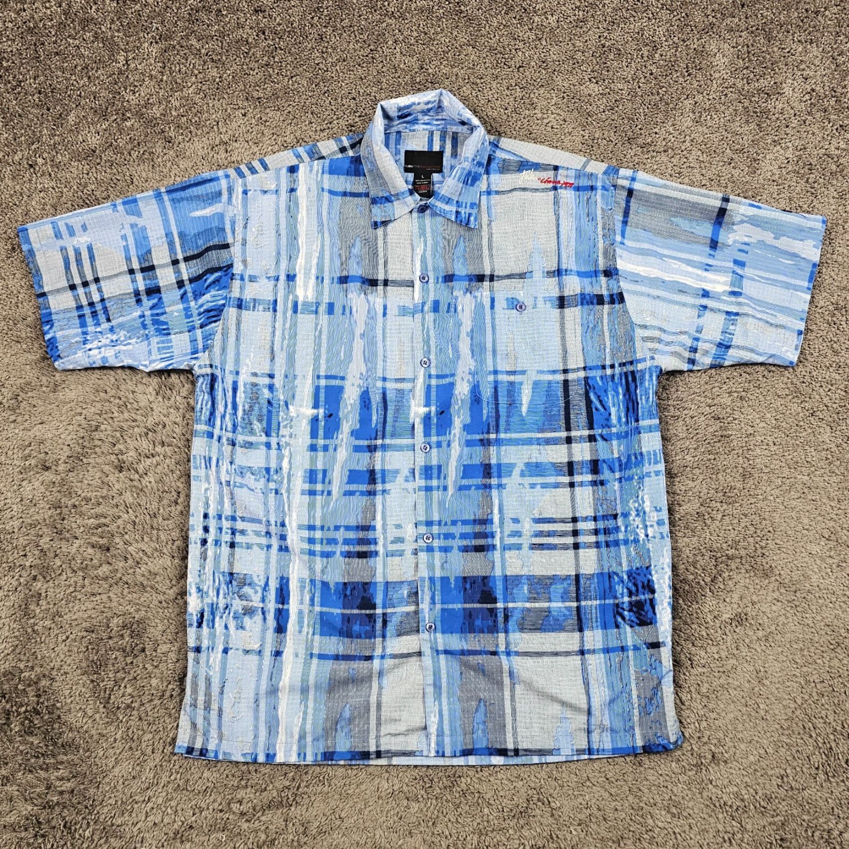 Fubu Fubu Shirt Mens Large L Blue Plaid Abstract Short Sleeve Breathable Casual Size US L / EU 52-54 / 3 - 2 Thumbnail