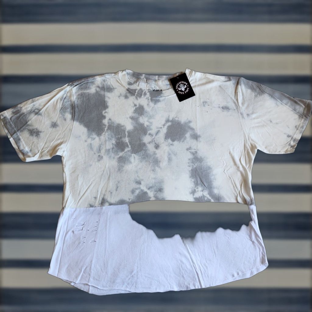 Affliction Affliction Standard Series Women's L White Grey Tie-Dye T-Shirt Biker USA Made Tee Size L / US 10 / IT 46 - 1 Thumbnail