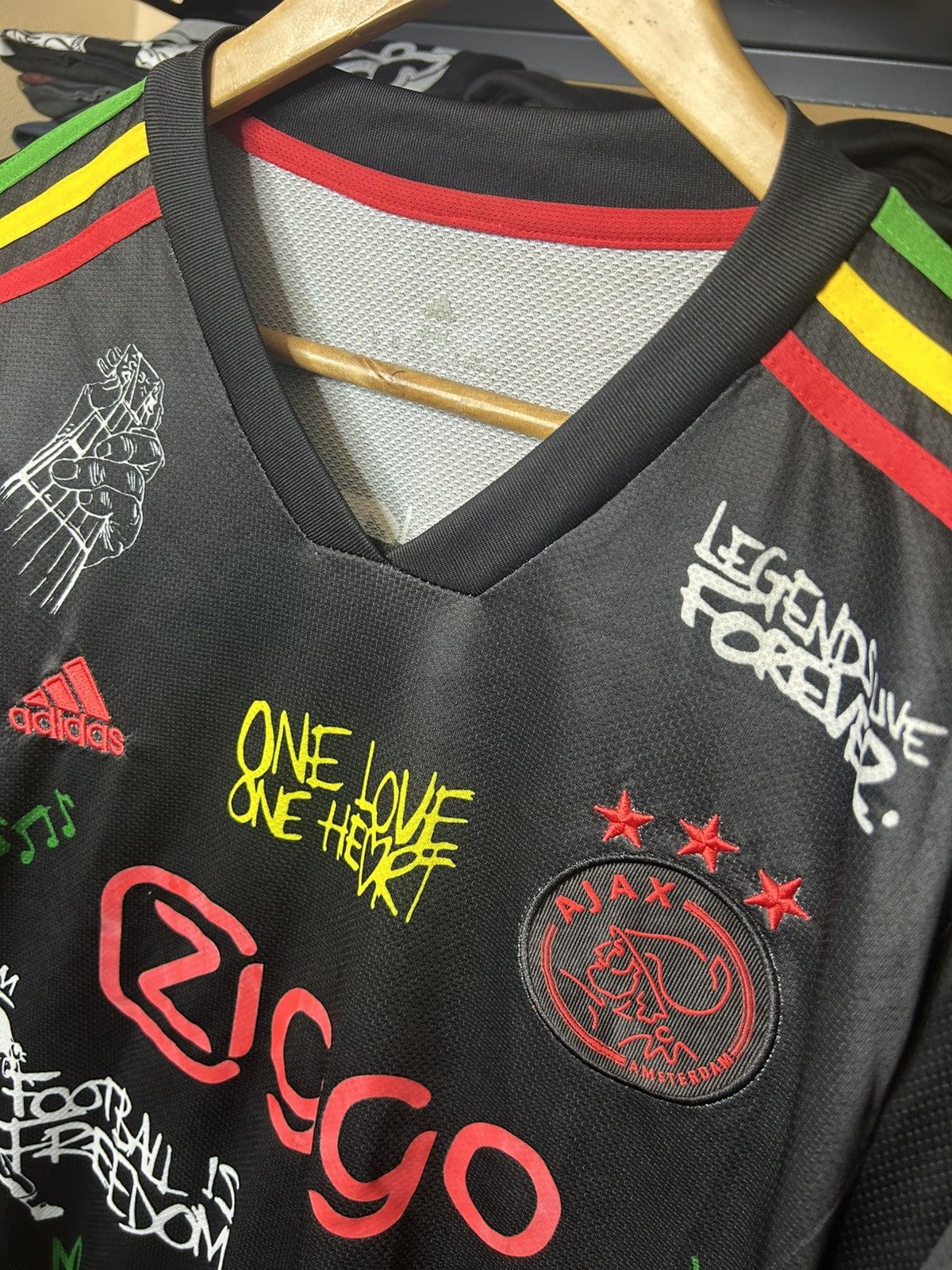 Adidas × Bob Marley Custom Ajax x Bob Marley x adidas Fan Jersey Black L Size US L / EU 52-54 / 3 - 2 Thumbnail