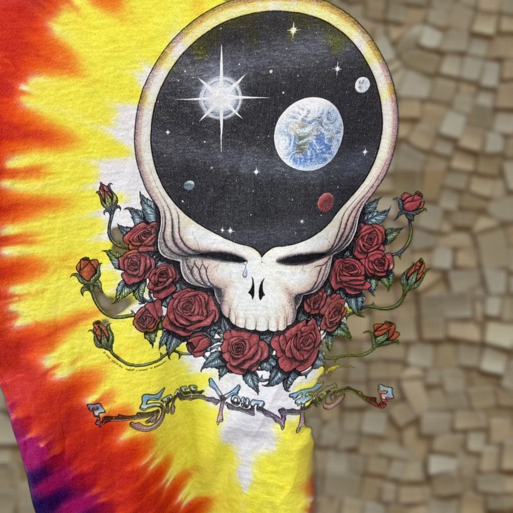 VINTAGE Grateful Dead Space Your Face Tie Dye T Shirt XL Multicolor Shirt Men 90s Liquid Blue