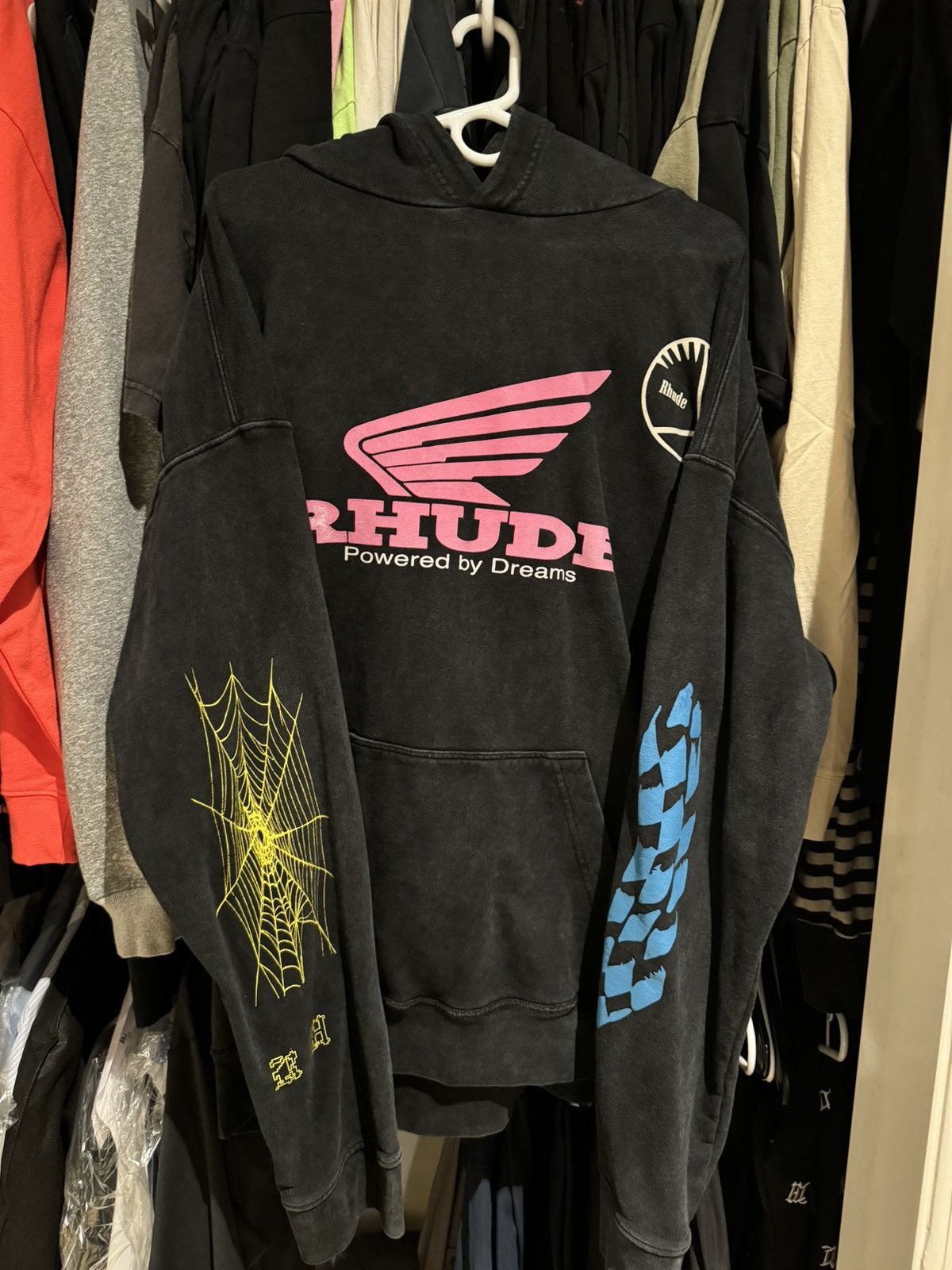 image of Rhude Honda Hoodie in Black, Men's (Size XL)