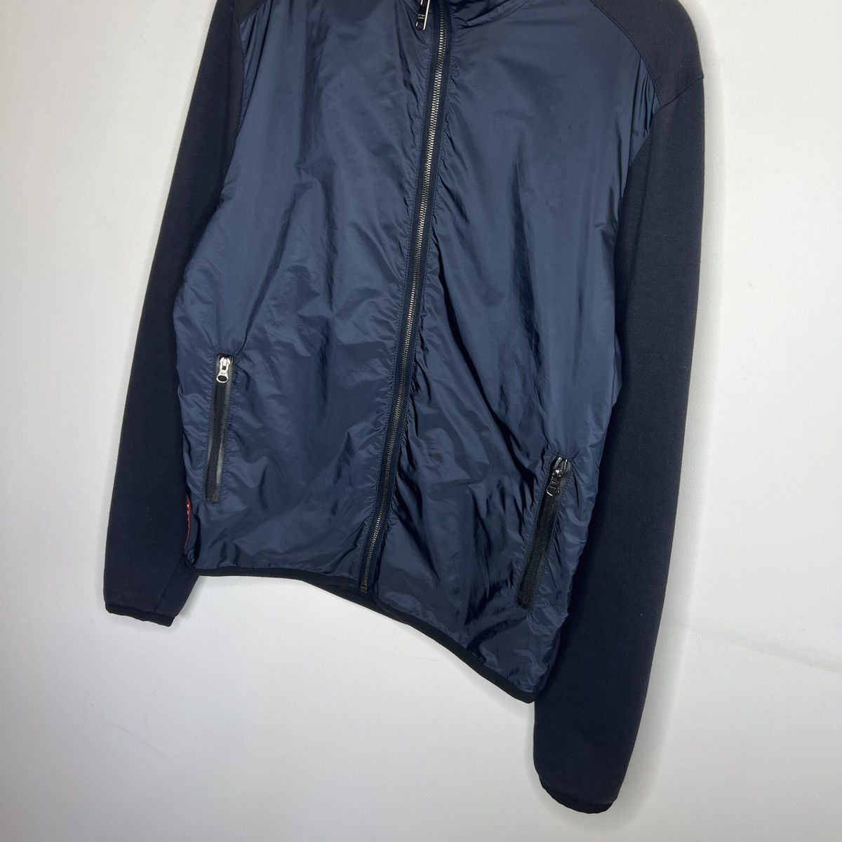 Prada Prada Dark Navy Jacket Sweatshirt Nylon Cotton Red Tab Logo Size US L / EU 52-54 / 3 - 2 Thumbnail